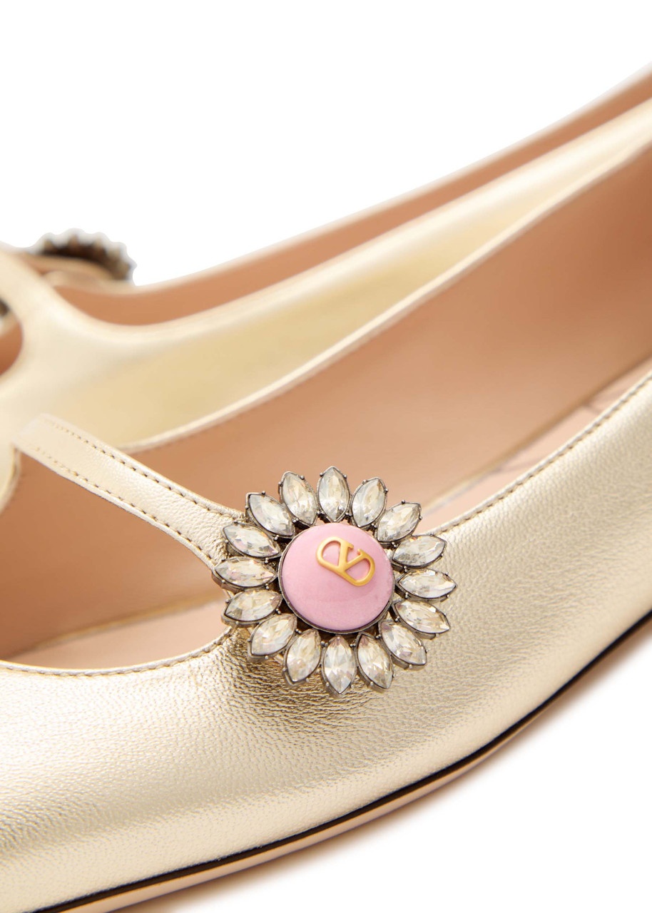 Valentino Mary Jane Metallic Leather Ballet Flats - 4