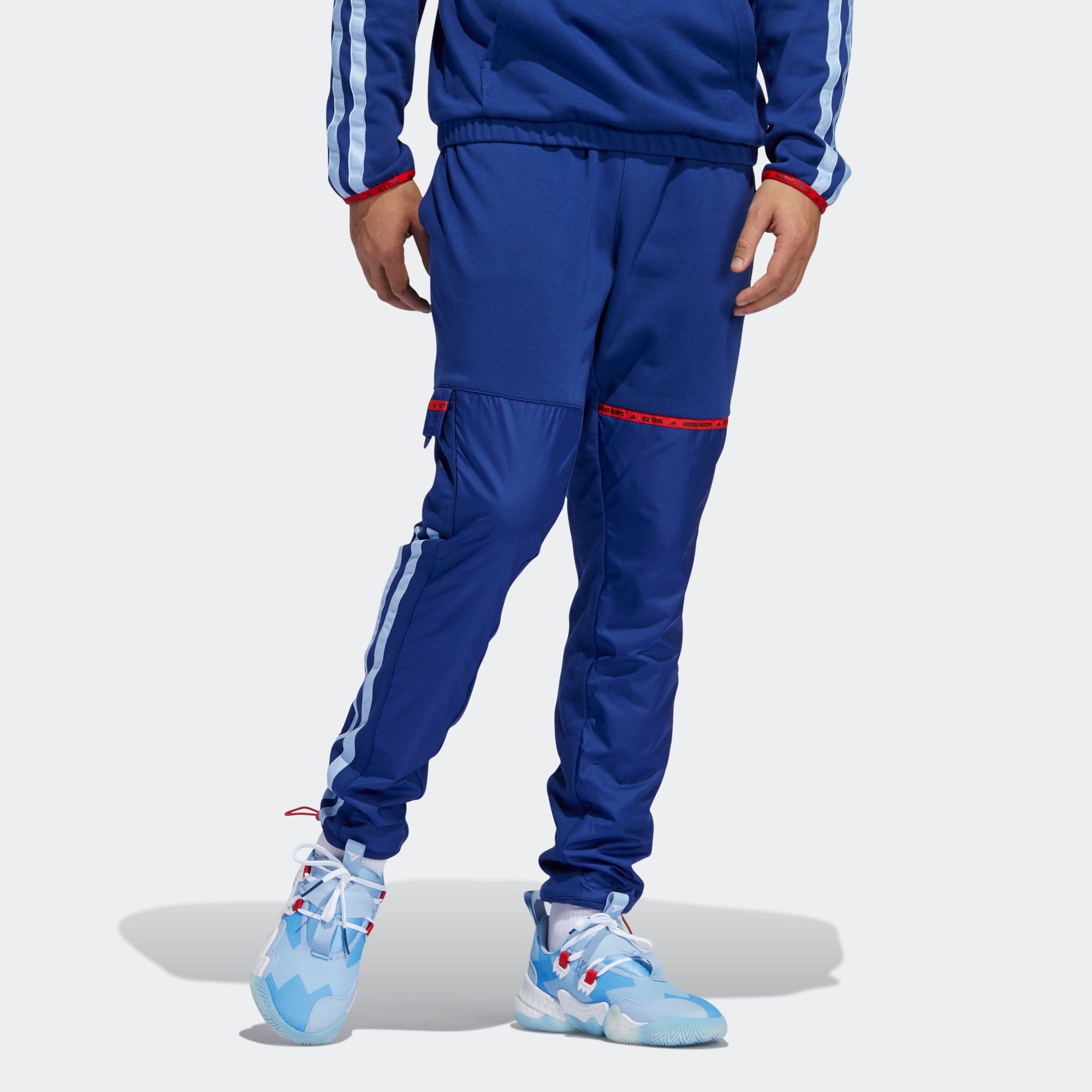 Men's adidas x Trey Young Crossover Trae Pant Splicing Basketball Sports Pants/Trousers/Joggers Blue - 2