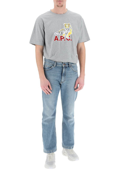 A.P.C. JOHNSON T-SHIRT WITH TIGER PRINT AND FLOCKED LOGO outlook