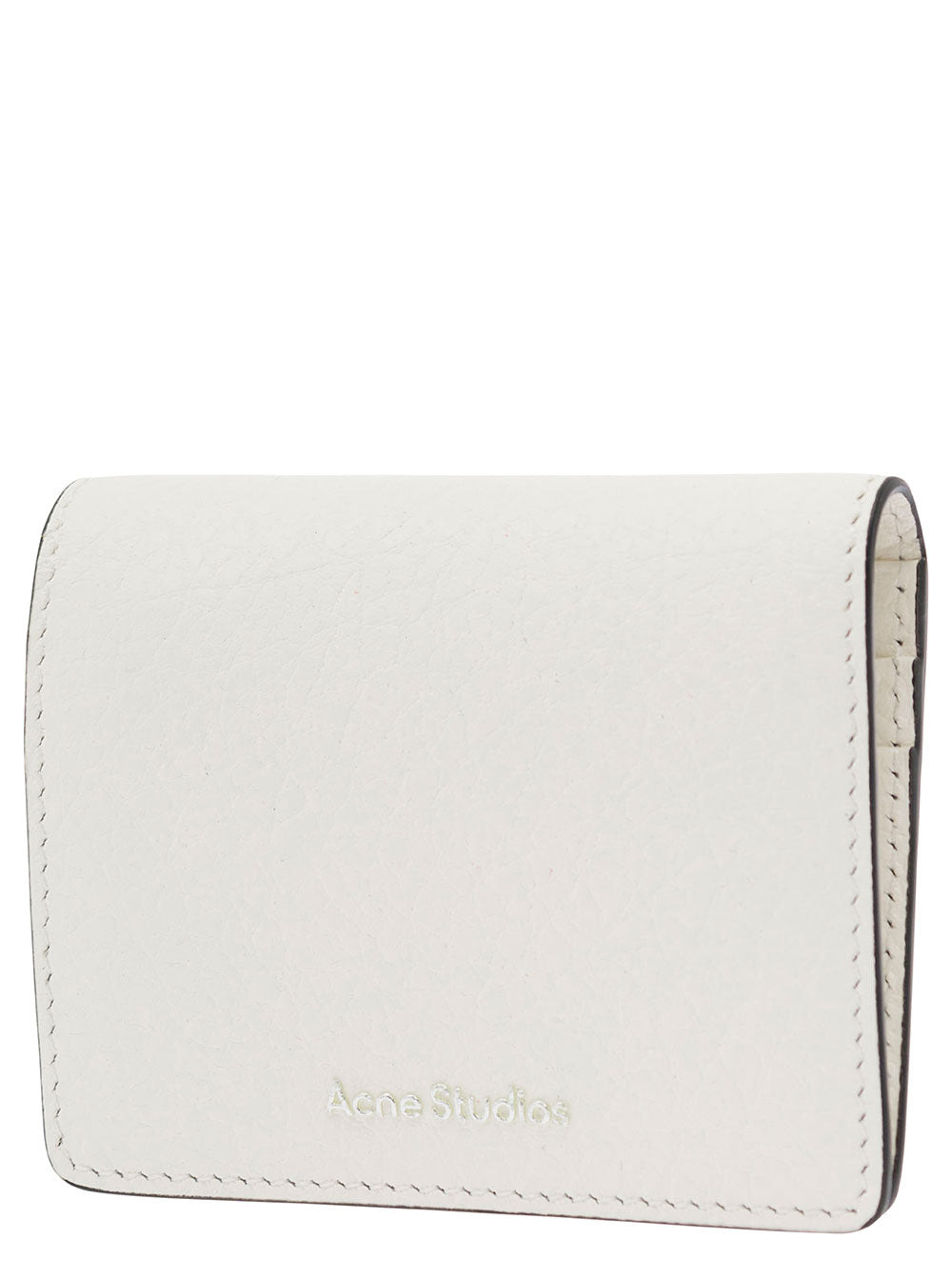 Acne Studios Men White Card-Holder With Embossed Logo In Hammered Leather Man - 2