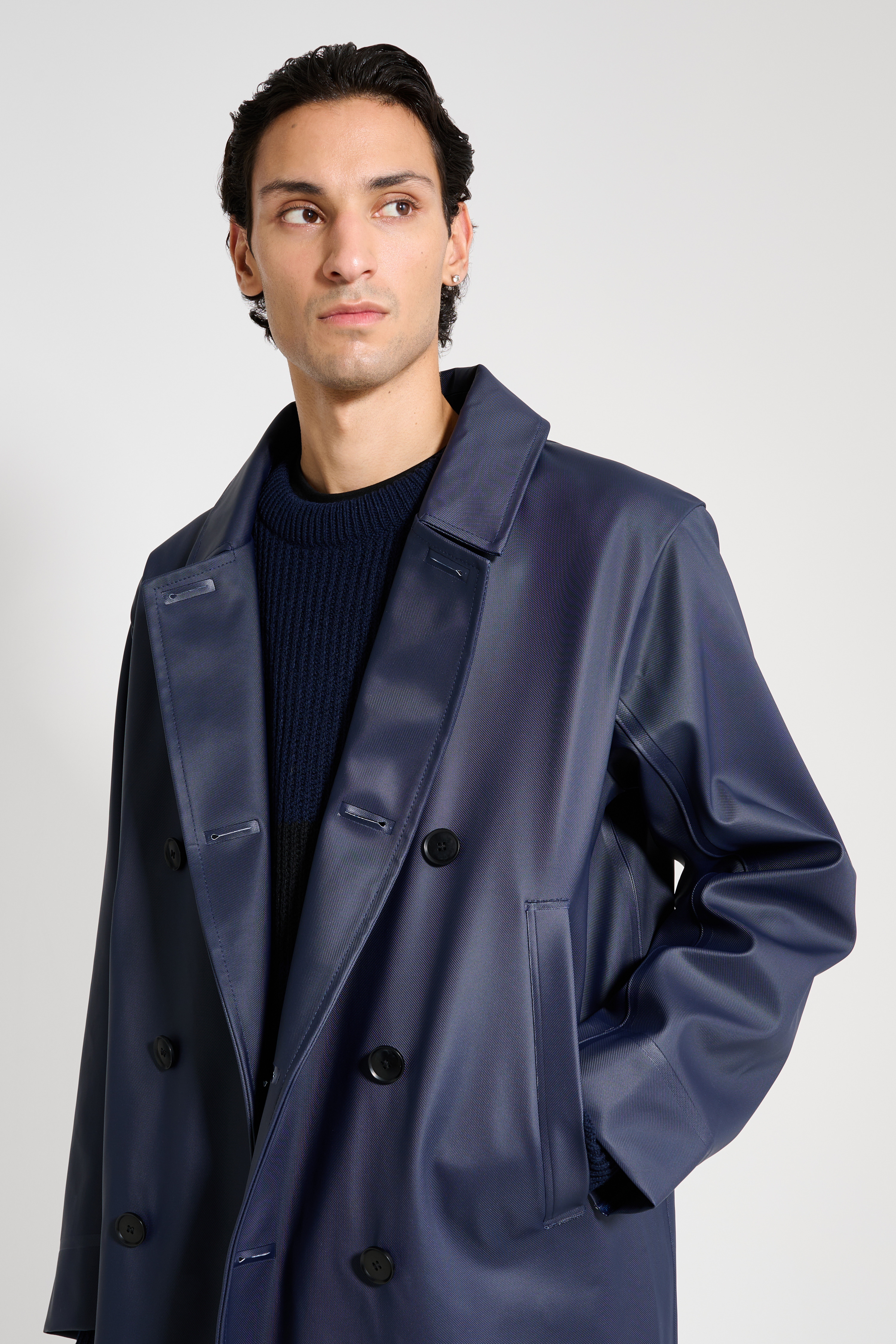 Rosenbad Long Double Breasted Overcoat Navy - 5