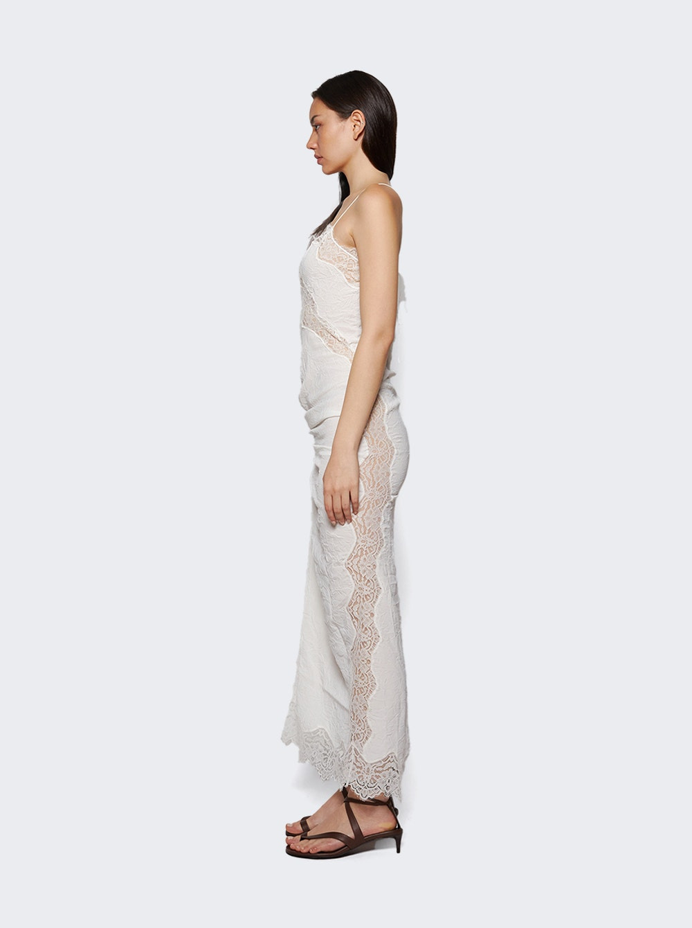 Crimped Lace Cami Dress White - 3