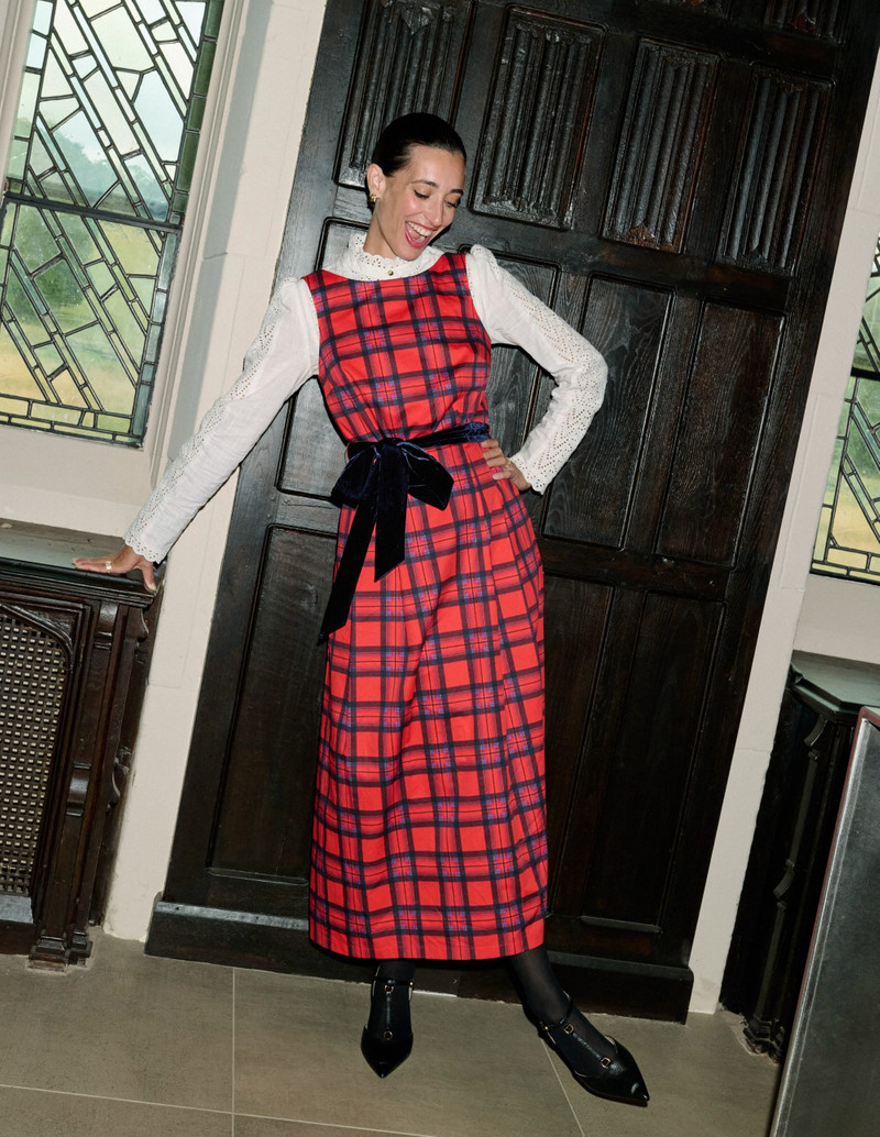 Scoop Back Check Dress-Red, Navy and Purple Check 6