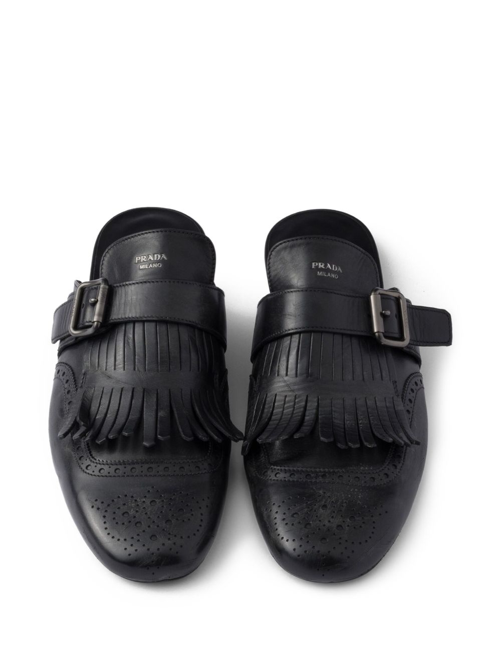 Shuffle fringed leather mules - 4