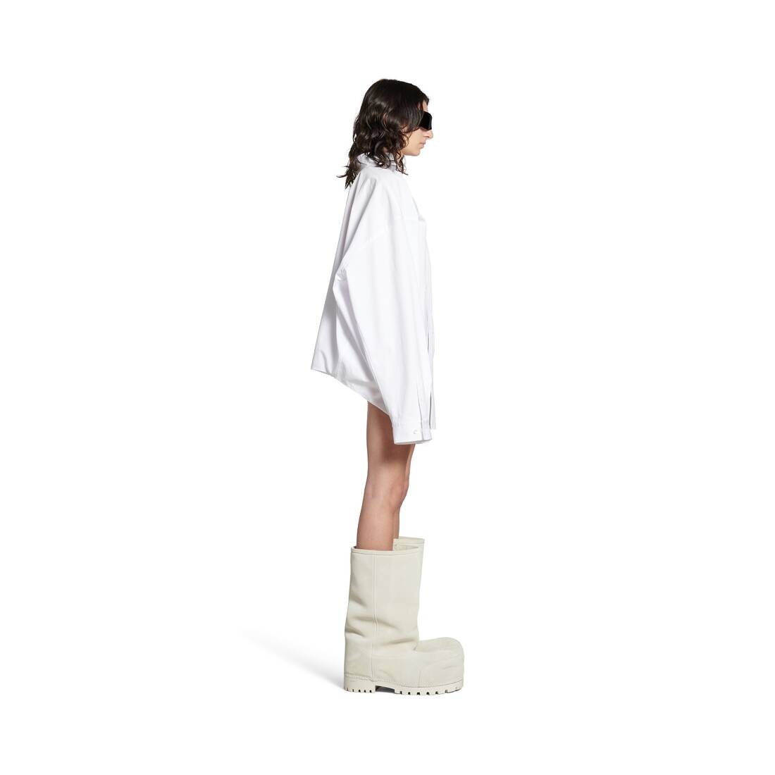 Women's Balenciaga Asymmetric Shirt Large Fit in White - 3