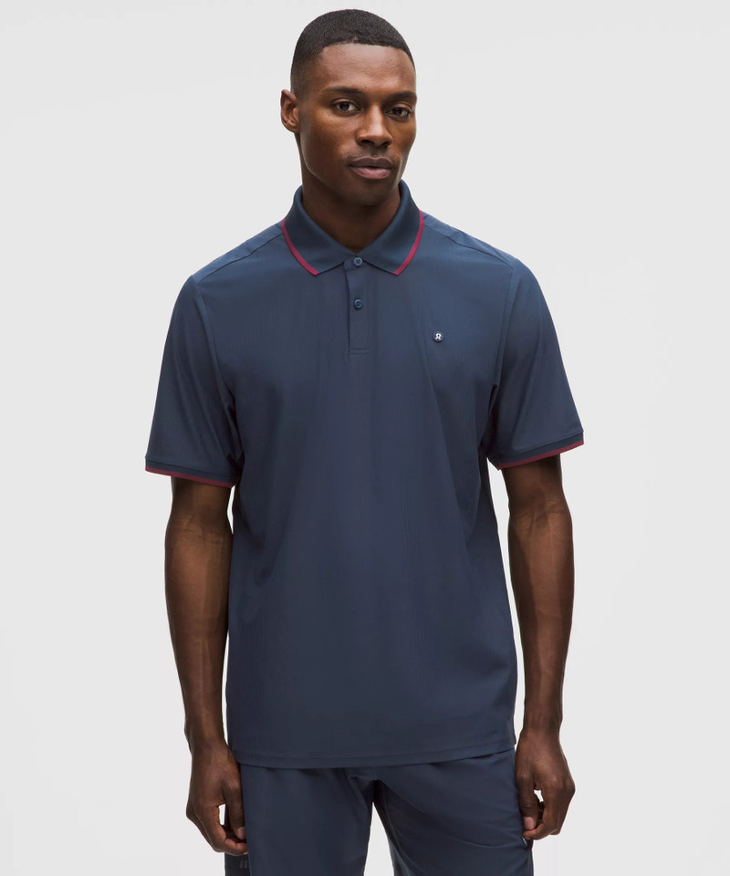 UV-Protective Striped Mesh Tennis Polo Shirt 1