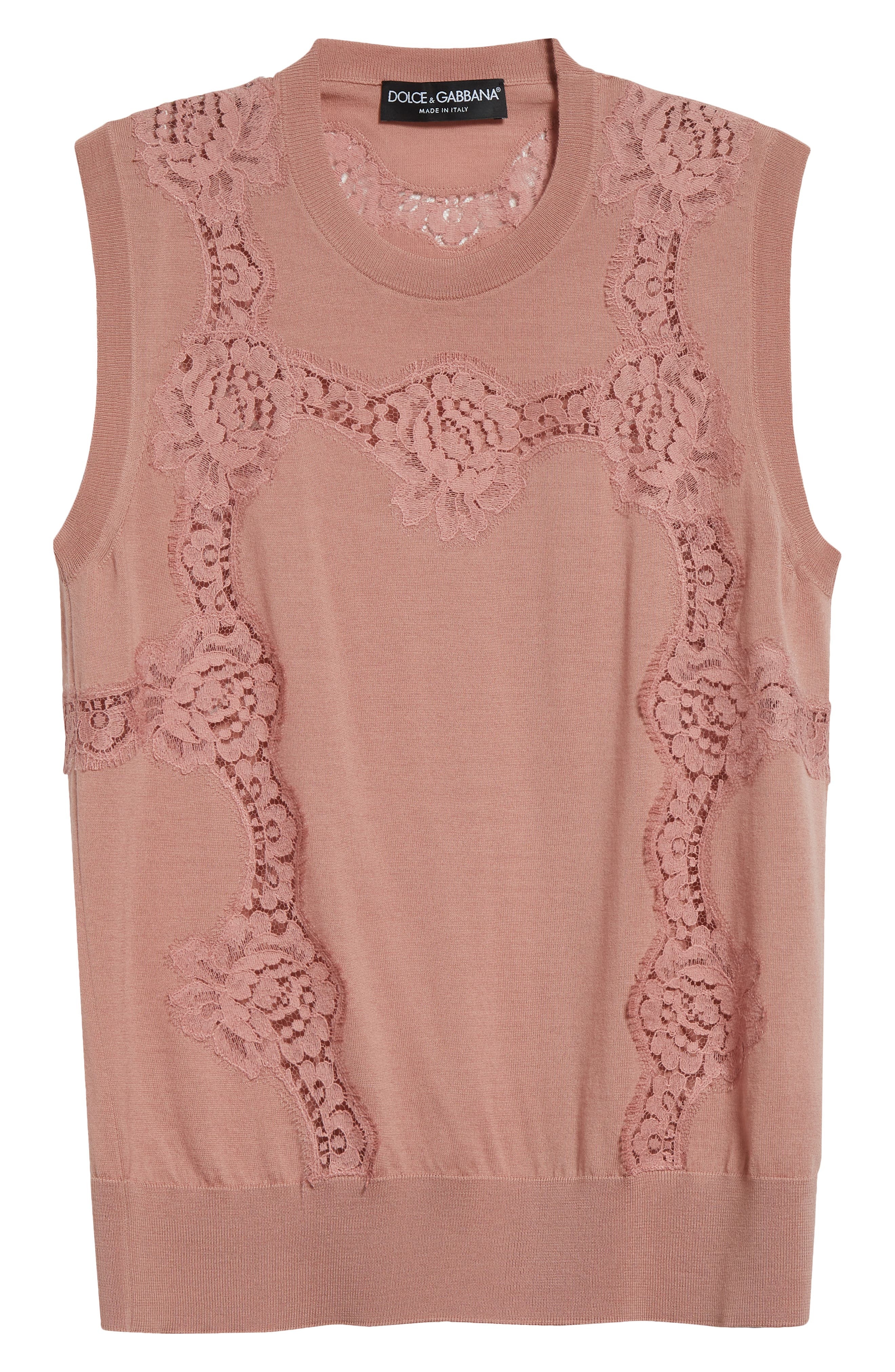 Dolce&Gabbana Lace Trim Sweater Tank in Rosa Polvere Scuro at Nordstrom - 5