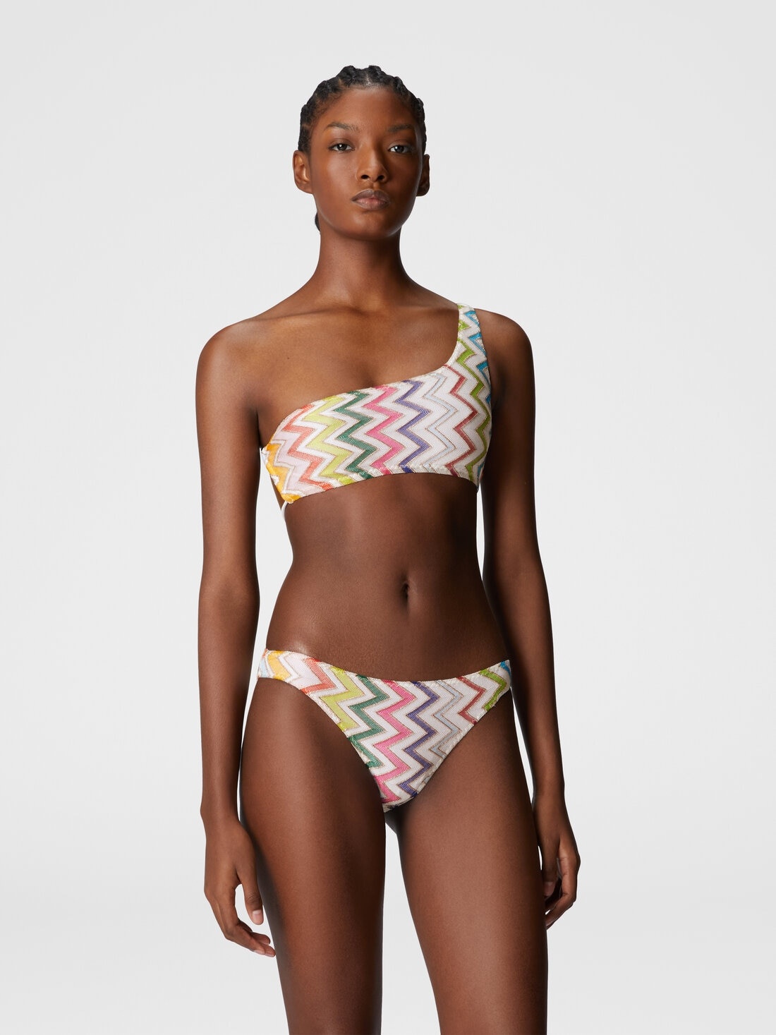 One-shoulder bikini with double ties - 2