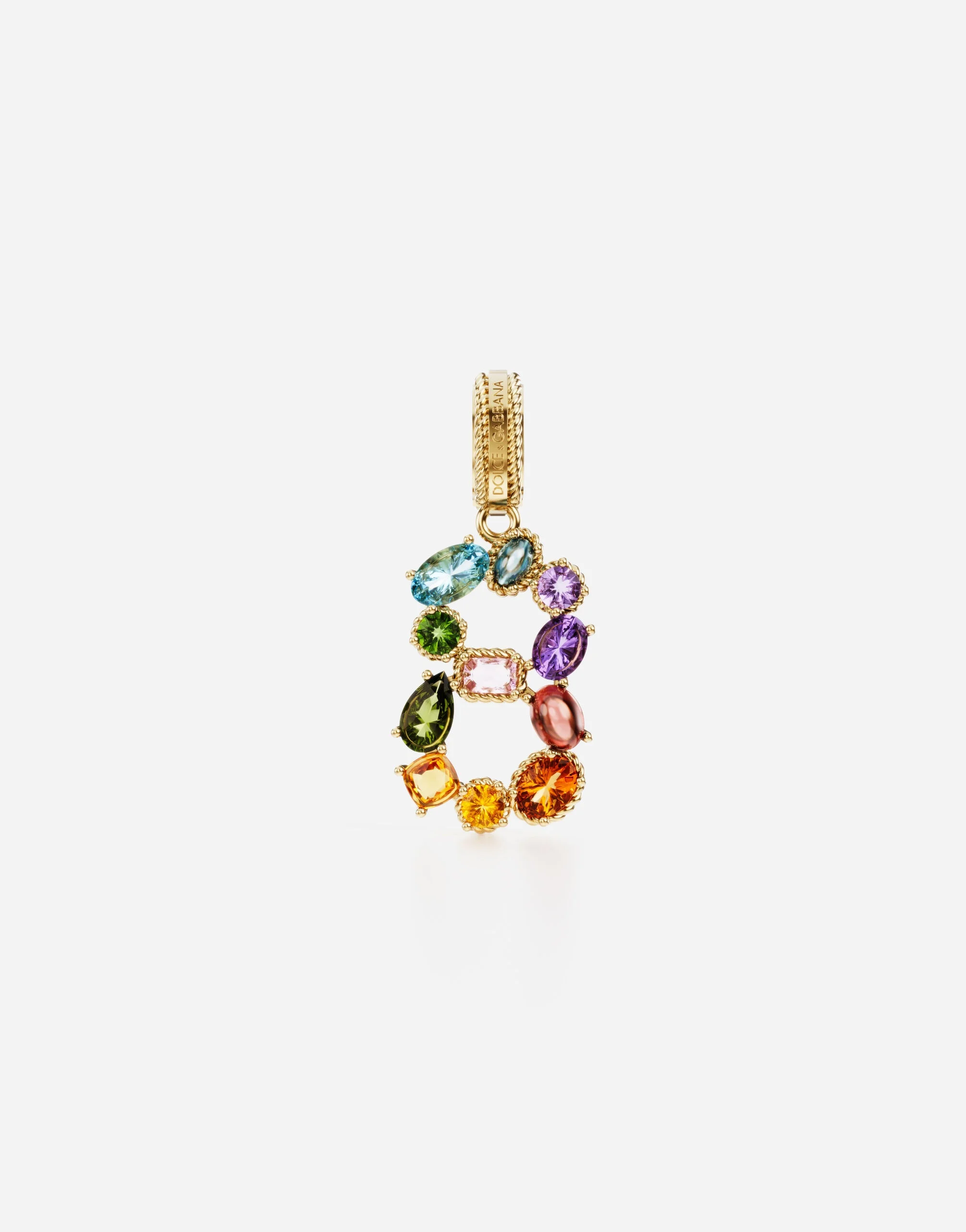 Charm 8 Lettering 18-carat yellow gold and multicolored gems - 1