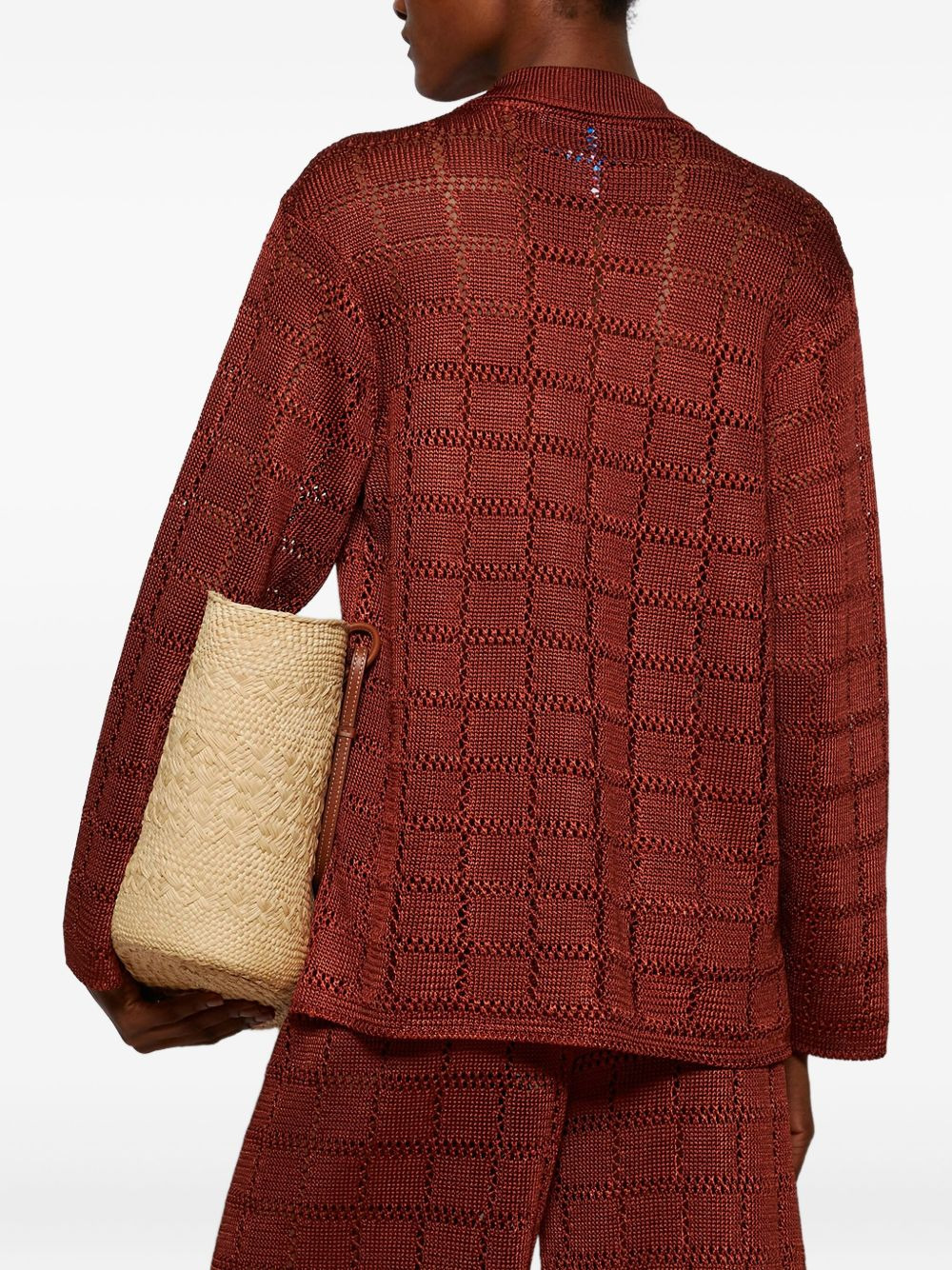 long-sleeve grid-pattern shirt - 5