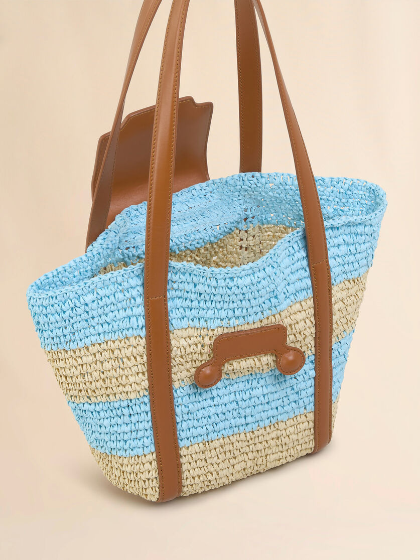 SMALL BLUE STRIPE RAFFIA-EFFECT TRUNKAROO BEACH BAG - 4