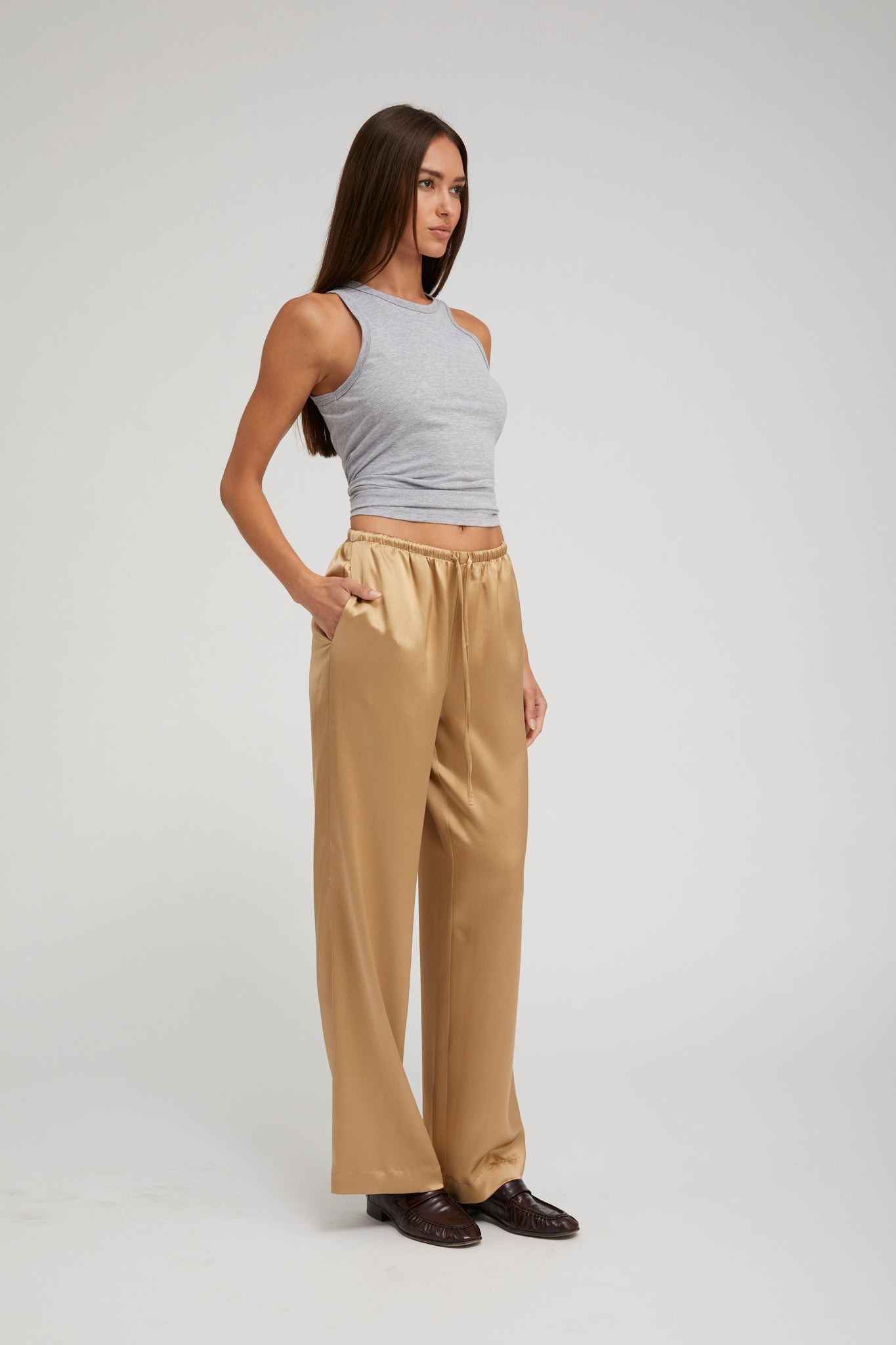 KHAKI SILK KAUAI PANTS - 2