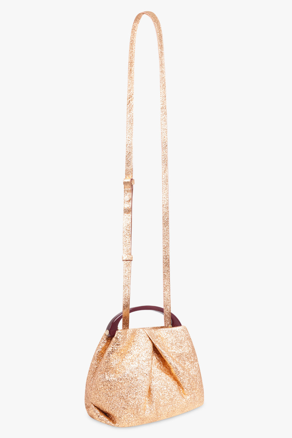METALLIC MINI RESIN HANDLE BAG | SALMON - 2