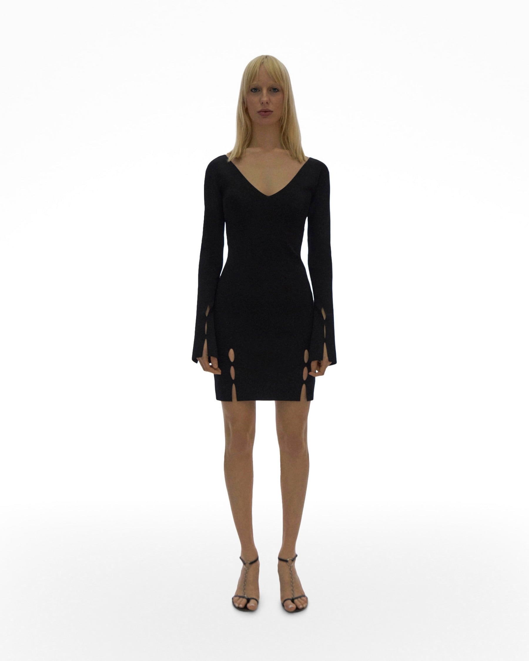 SLIT KNIT MINI DRESS - 2