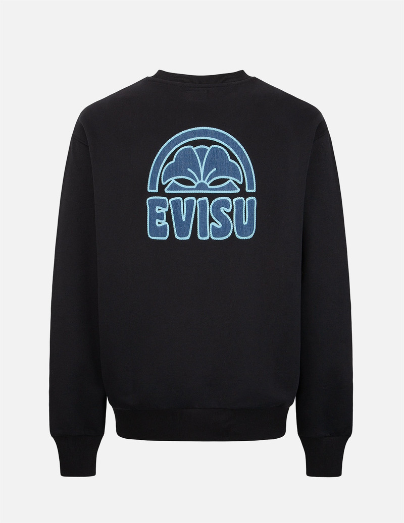 EVISU KAMON LOGO DENIM APPLIQUÉ SWEATSHIRT outlook