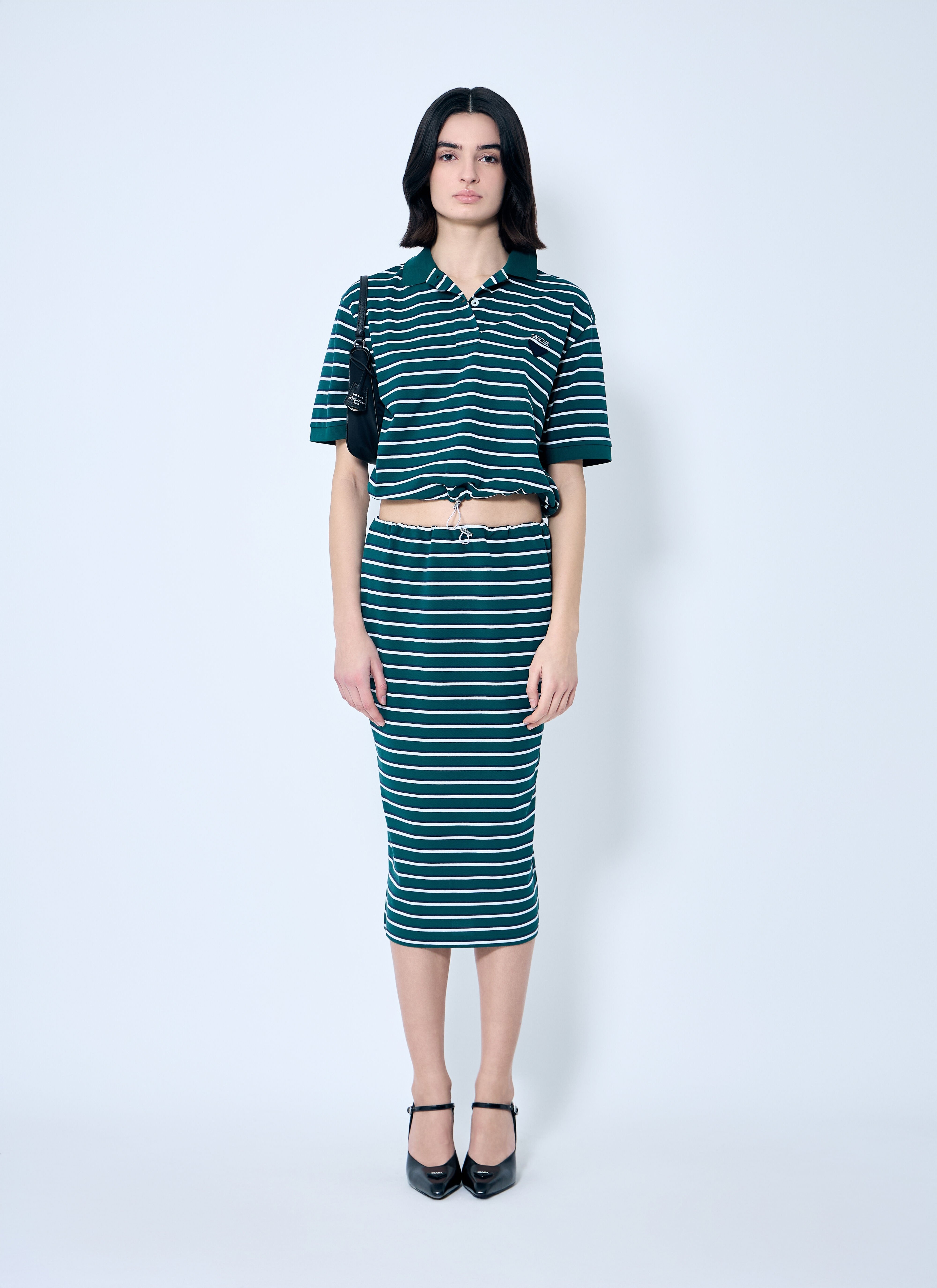 Prada Striped Piquet Midi Skirt | lncc | REVERSIBLE