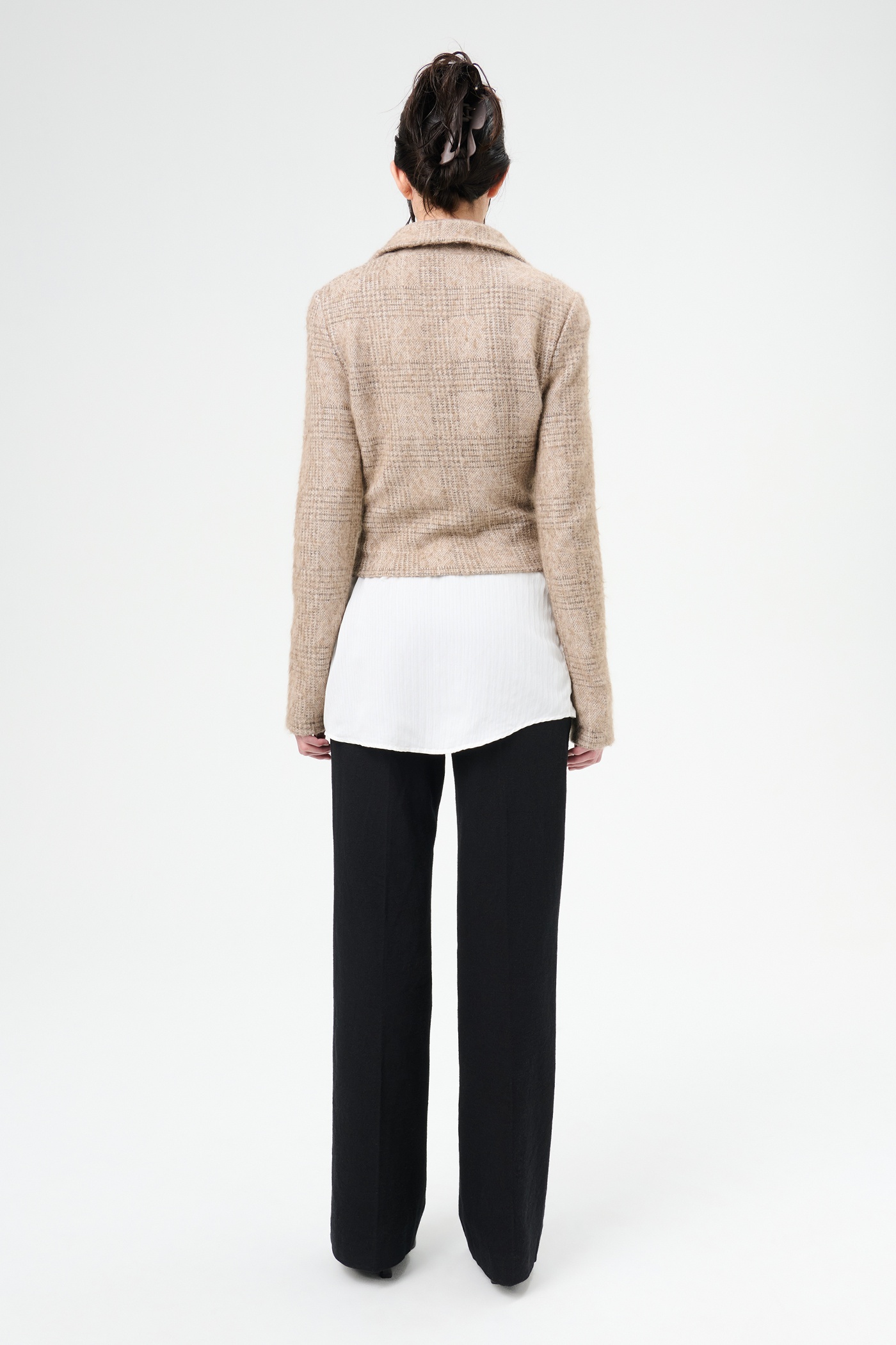 Slim Zip Longsleeve Beige Hound Check - 7