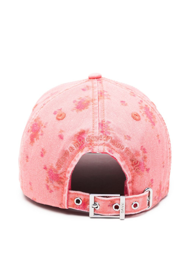 GANNI floral-print frayed baseball cap outlook