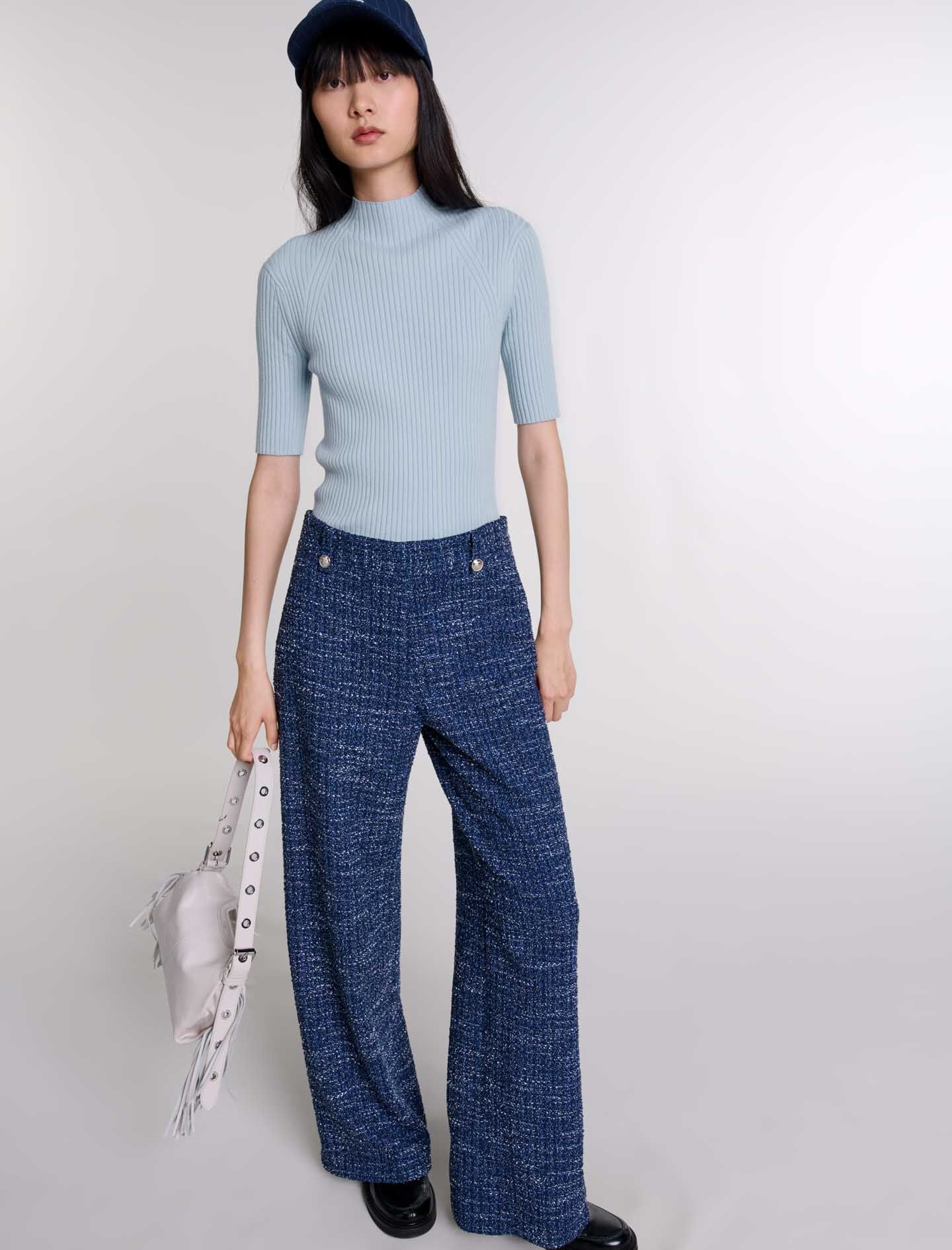 Wide-leg tweed trousers - 5