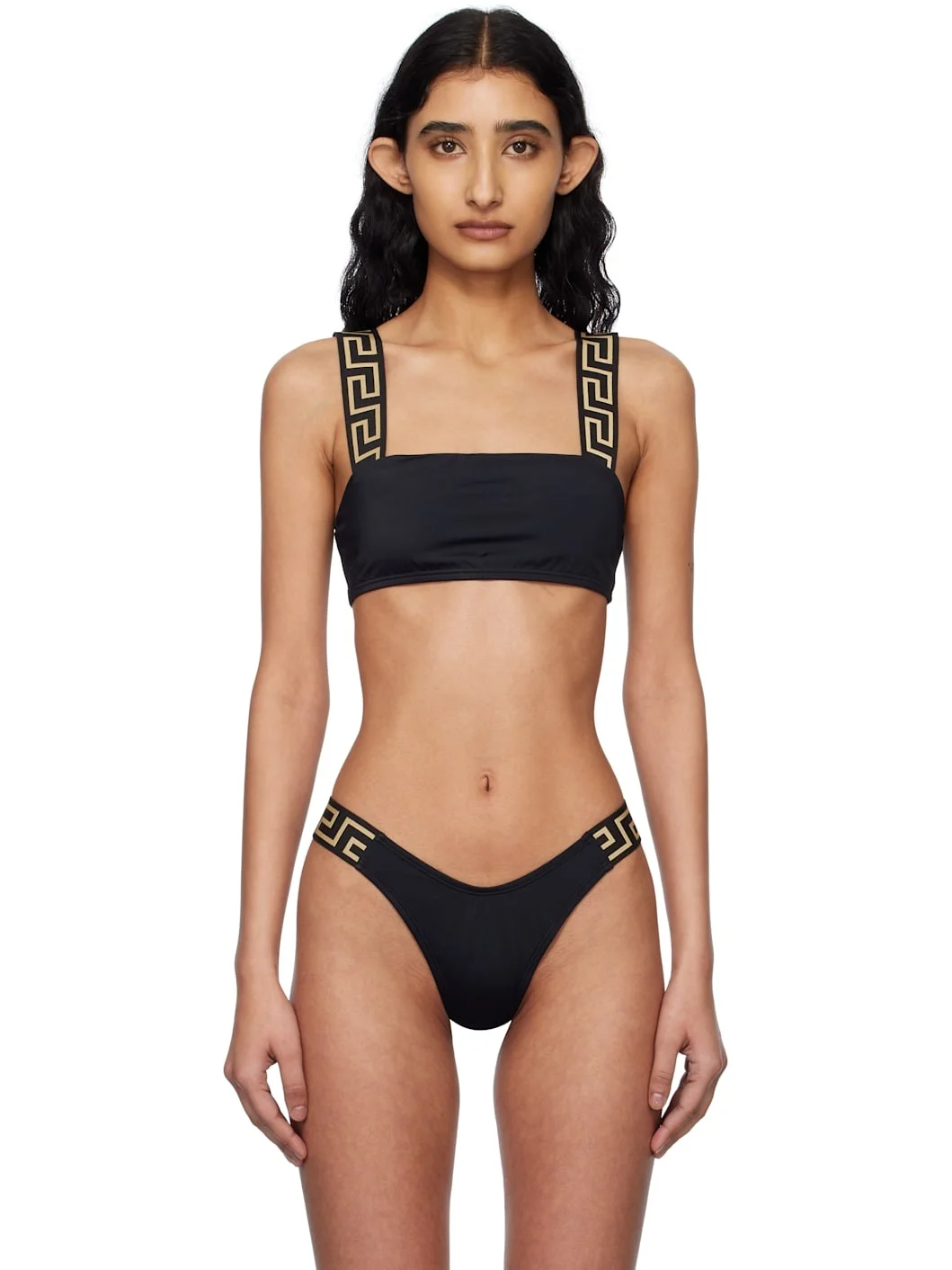 Black Greca Border Bikini Top - 1