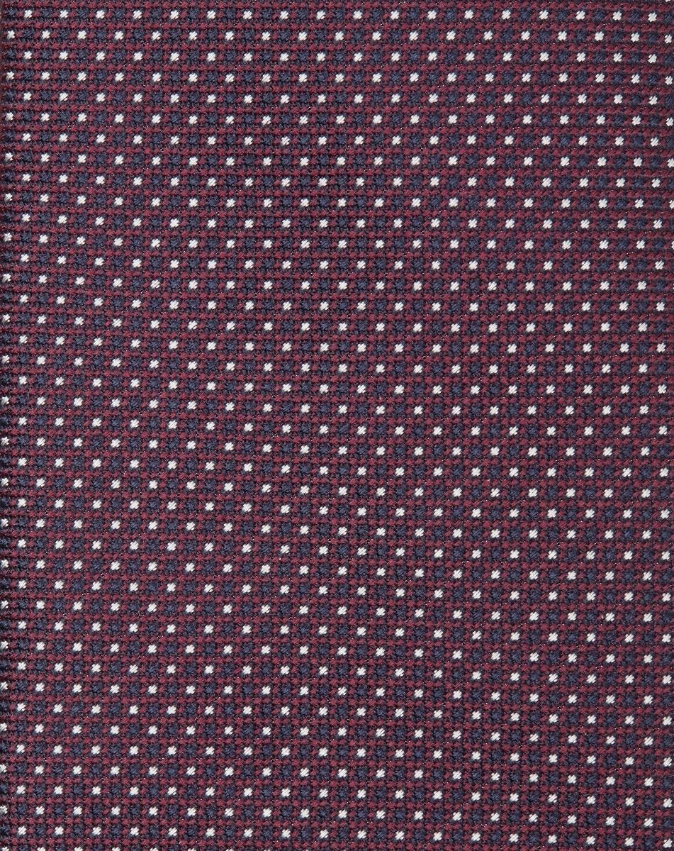 Burgundy silk tie with jacquard micro pattern - 3