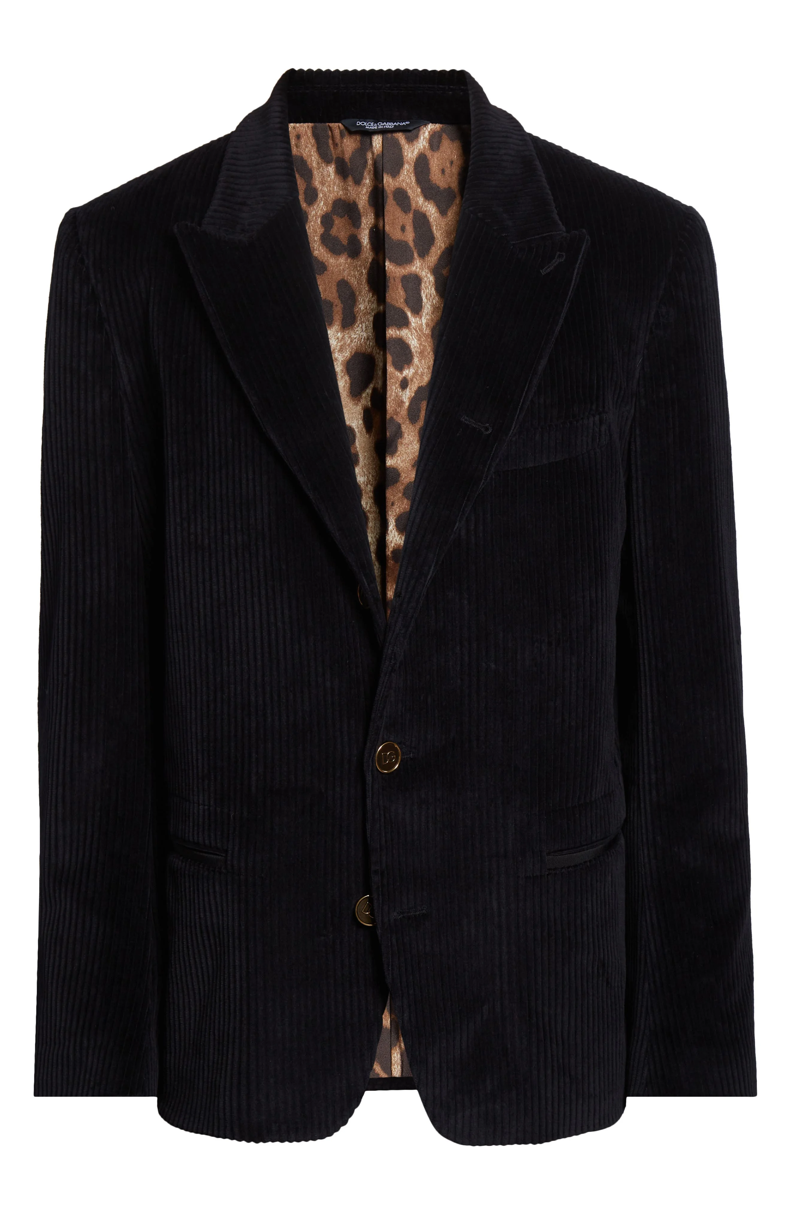 Dolce&Gabbana Corduroy Sport Coat in N0000 Nero at Nordstrom - 1