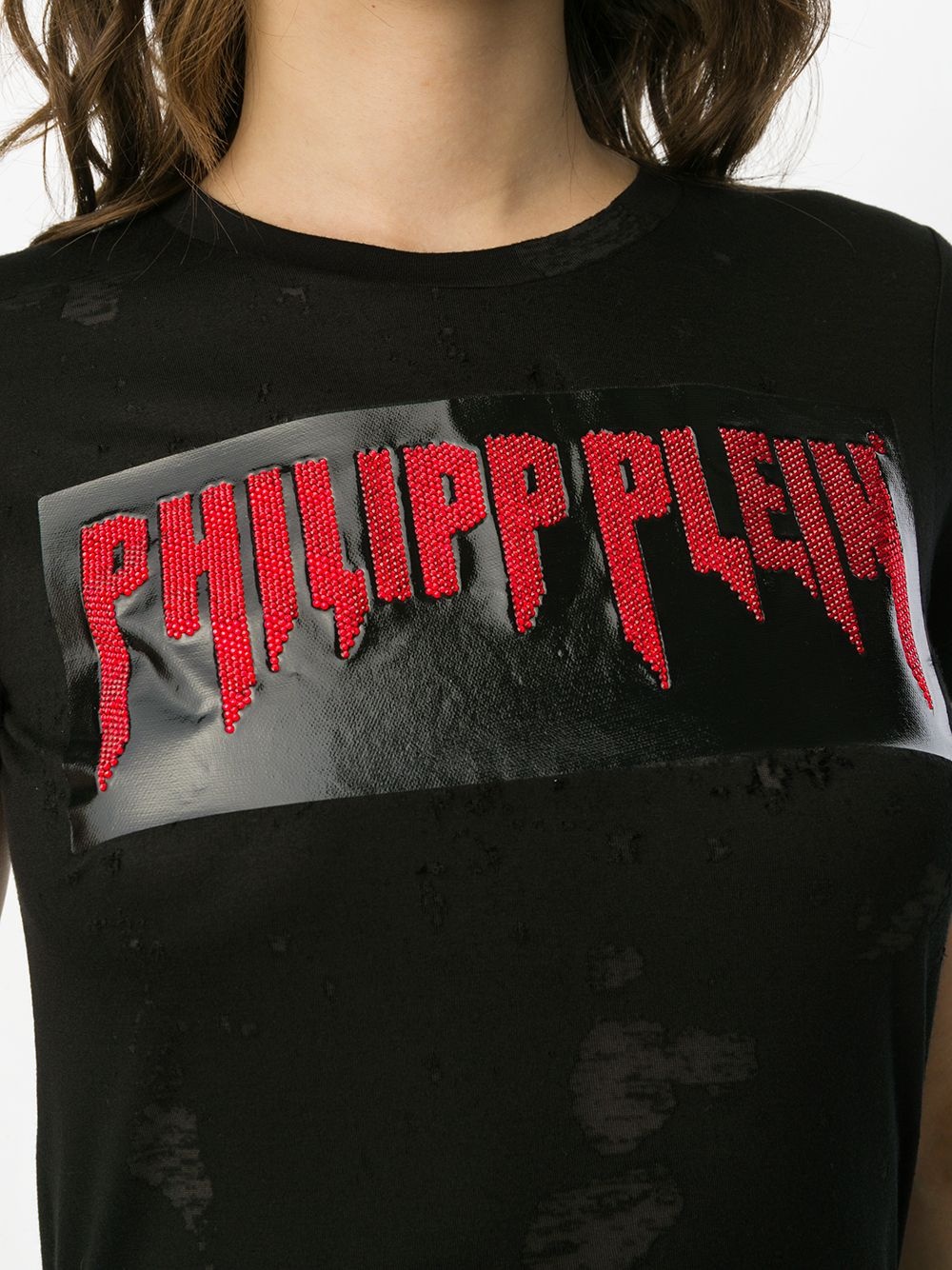 distressed logo T-shirt - 5