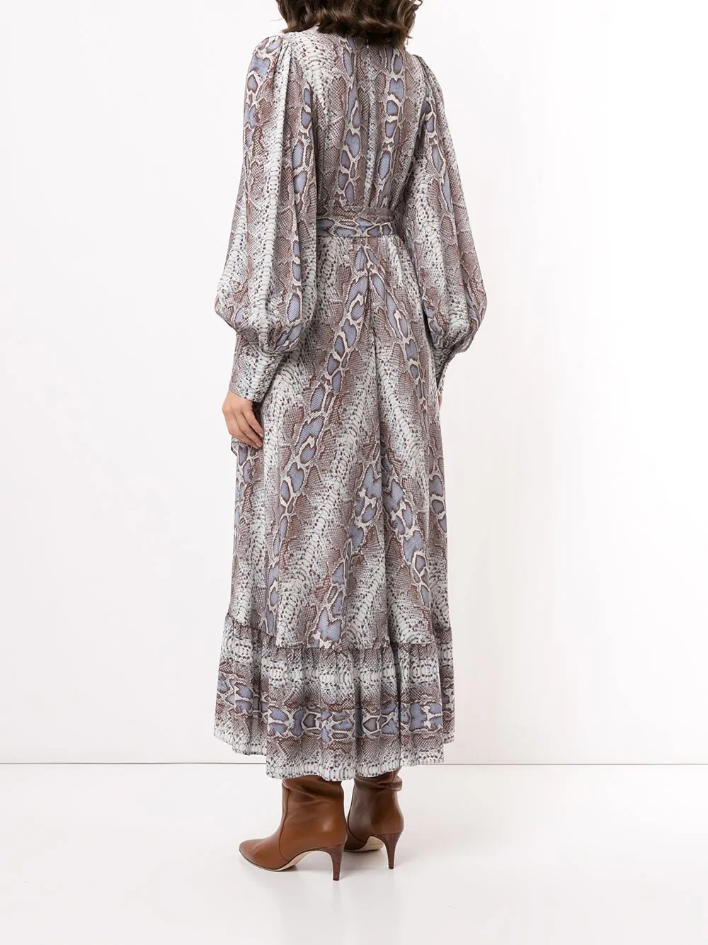 snakeskin-print wrap dress - 4