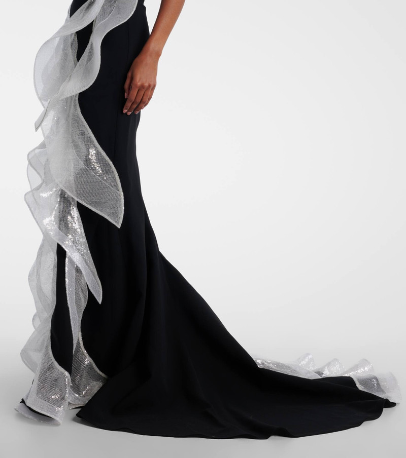 Refraction sequined ruffled gown 5