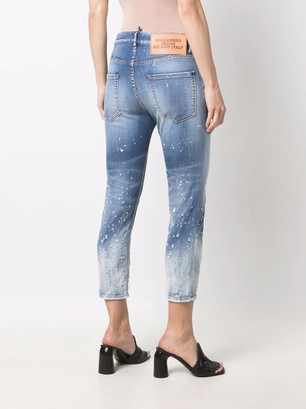 cropped distressed-effect skinny jeans - 4