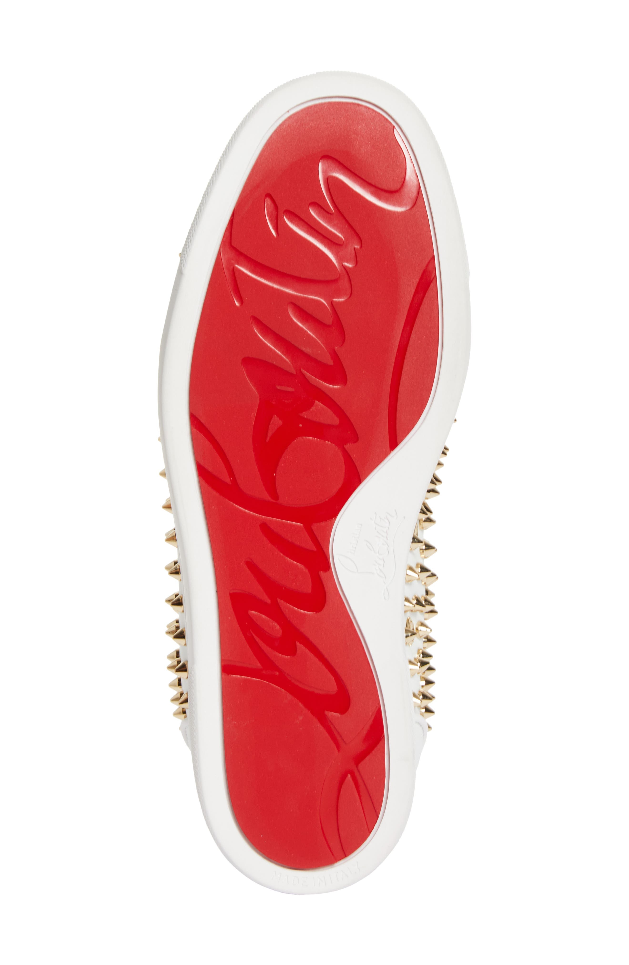Christian Louboutin Vieira Night Spikes Low Top Sneaker in White/Light Gold at Nordstrom - 6