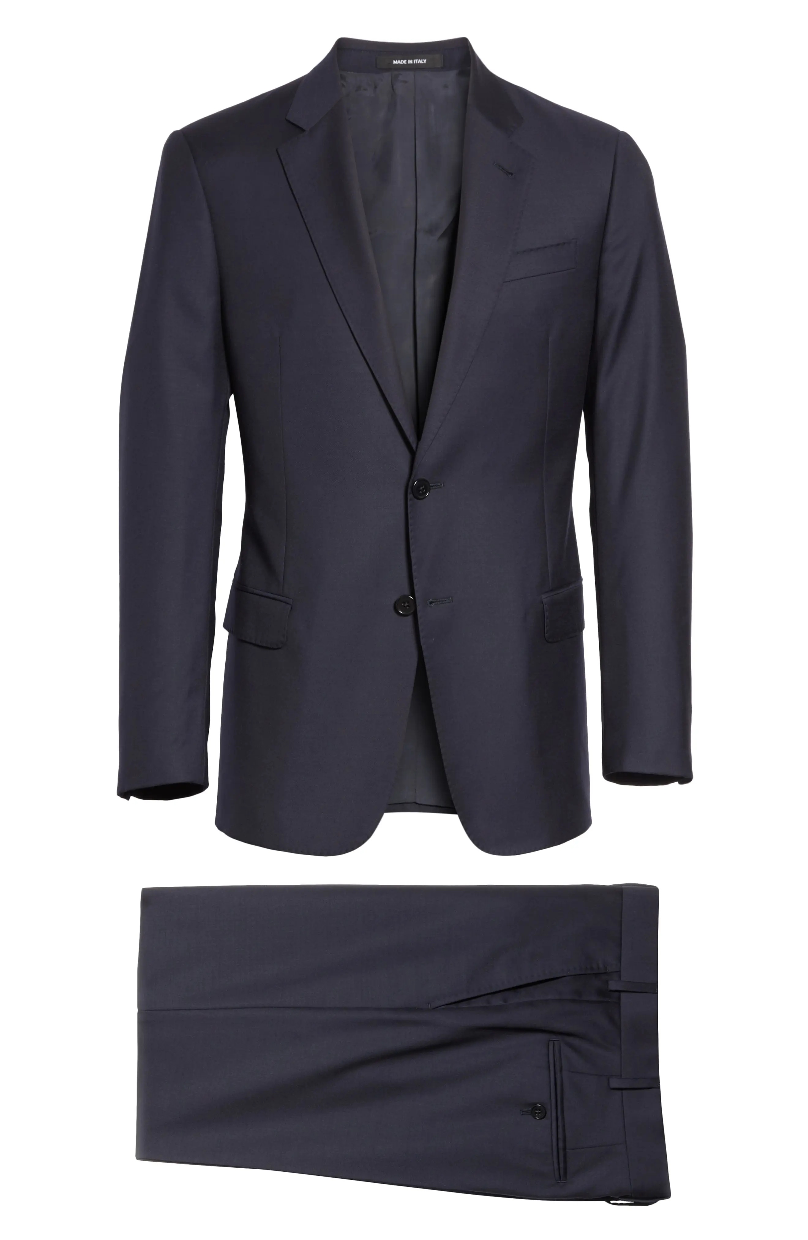 Trim Fit Solid Wool Suit - 6