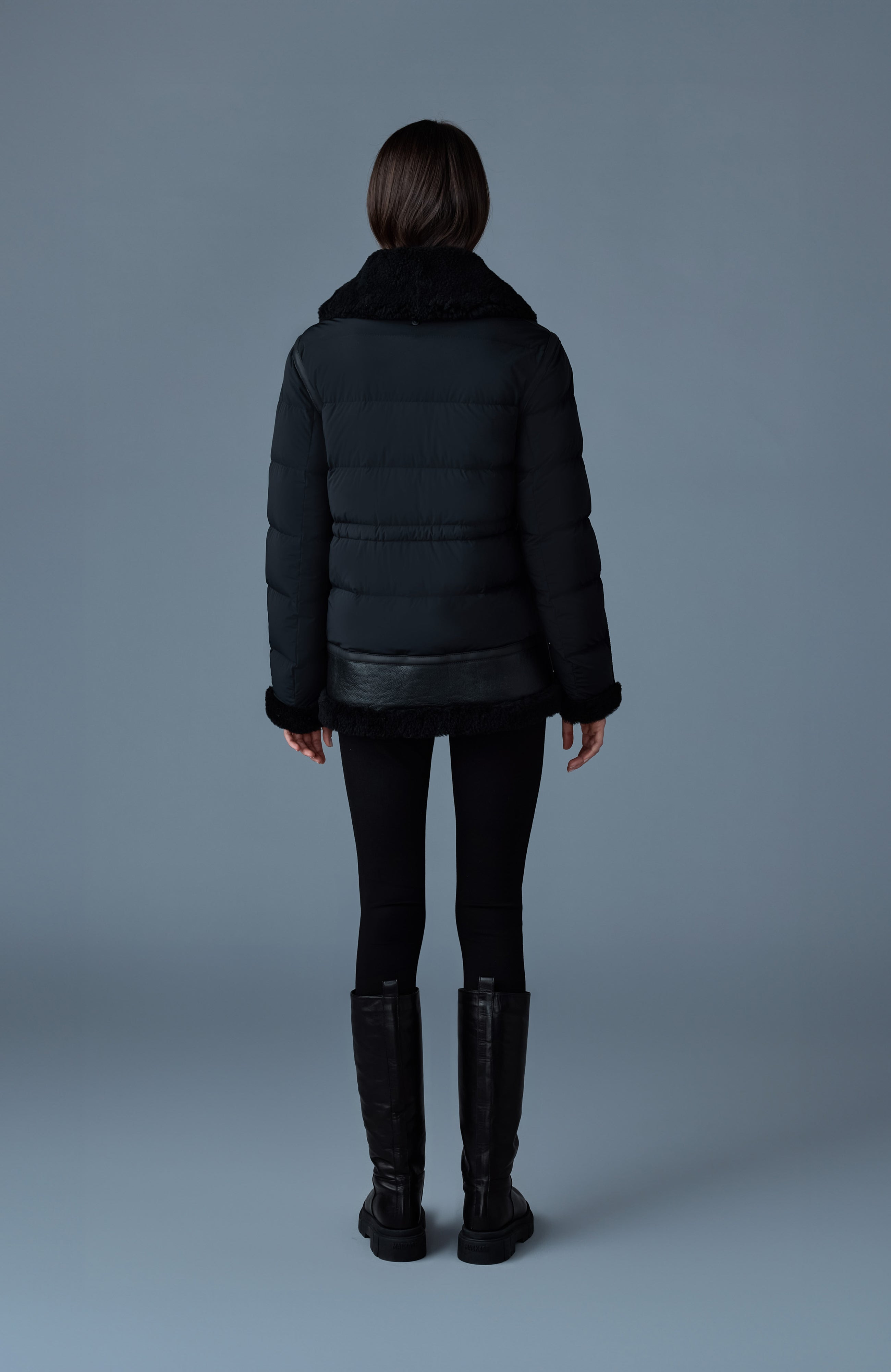 VANNA Mixed-media shearling down jacket - 4