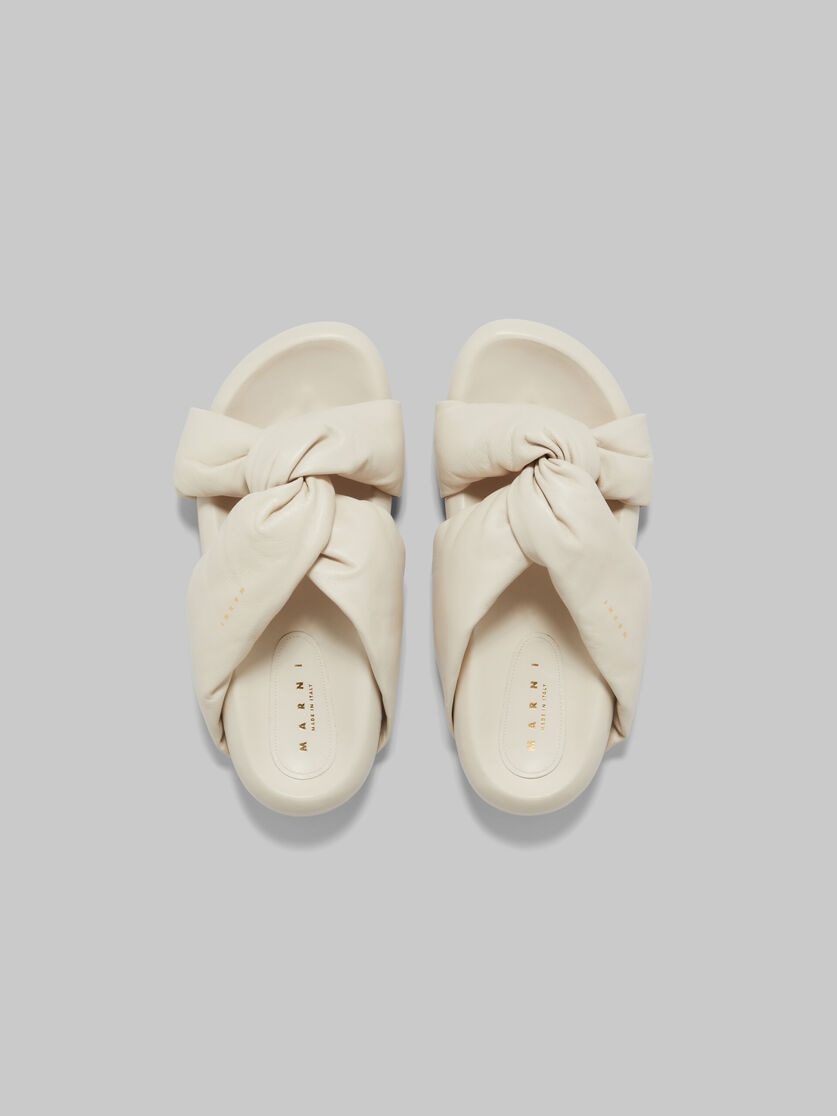 IVORY TWISTED LEATHER BUBBLE SANDAL - 4