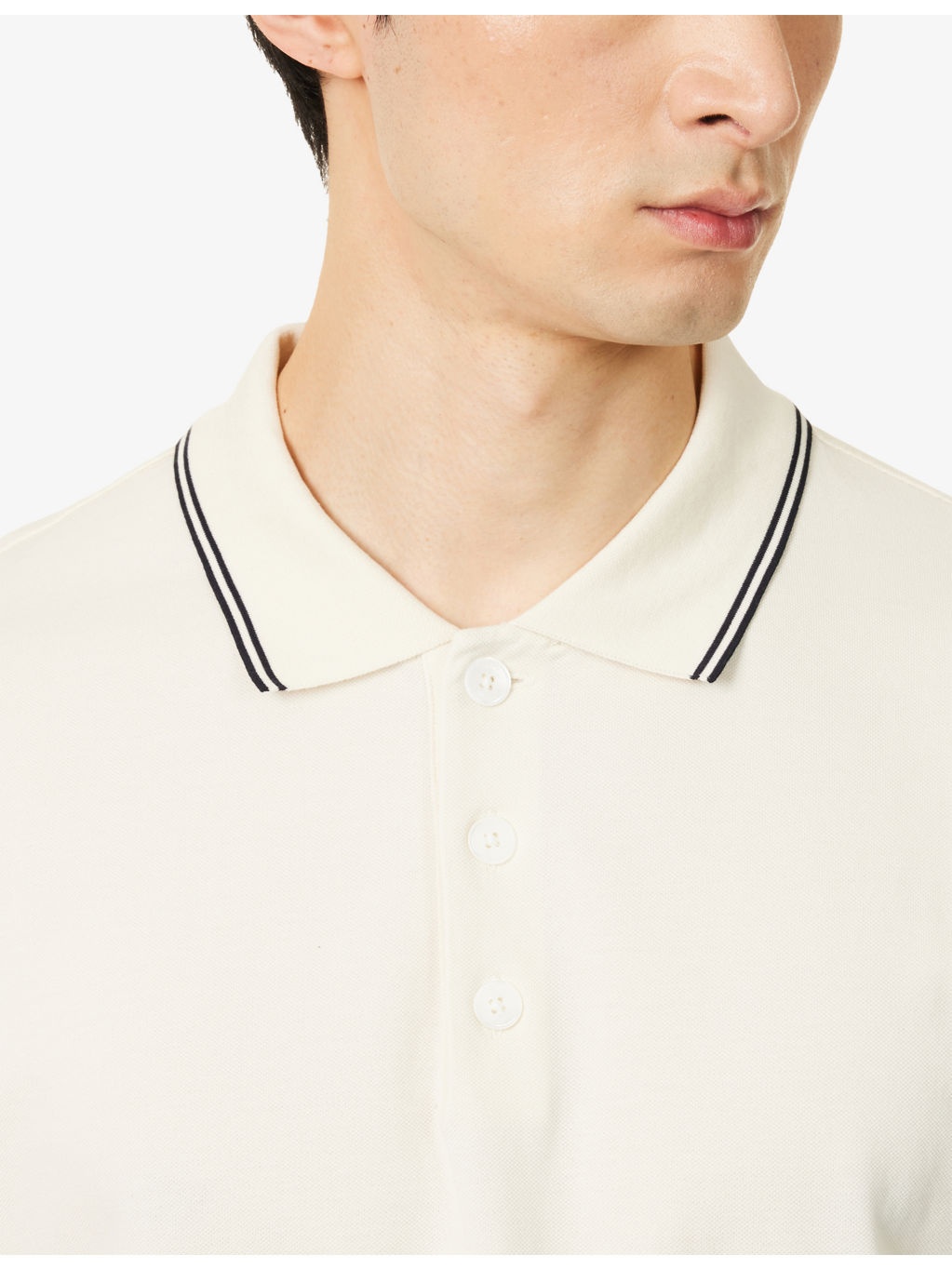 Striped Collar Regular-Fit Pique Polo Top - 5