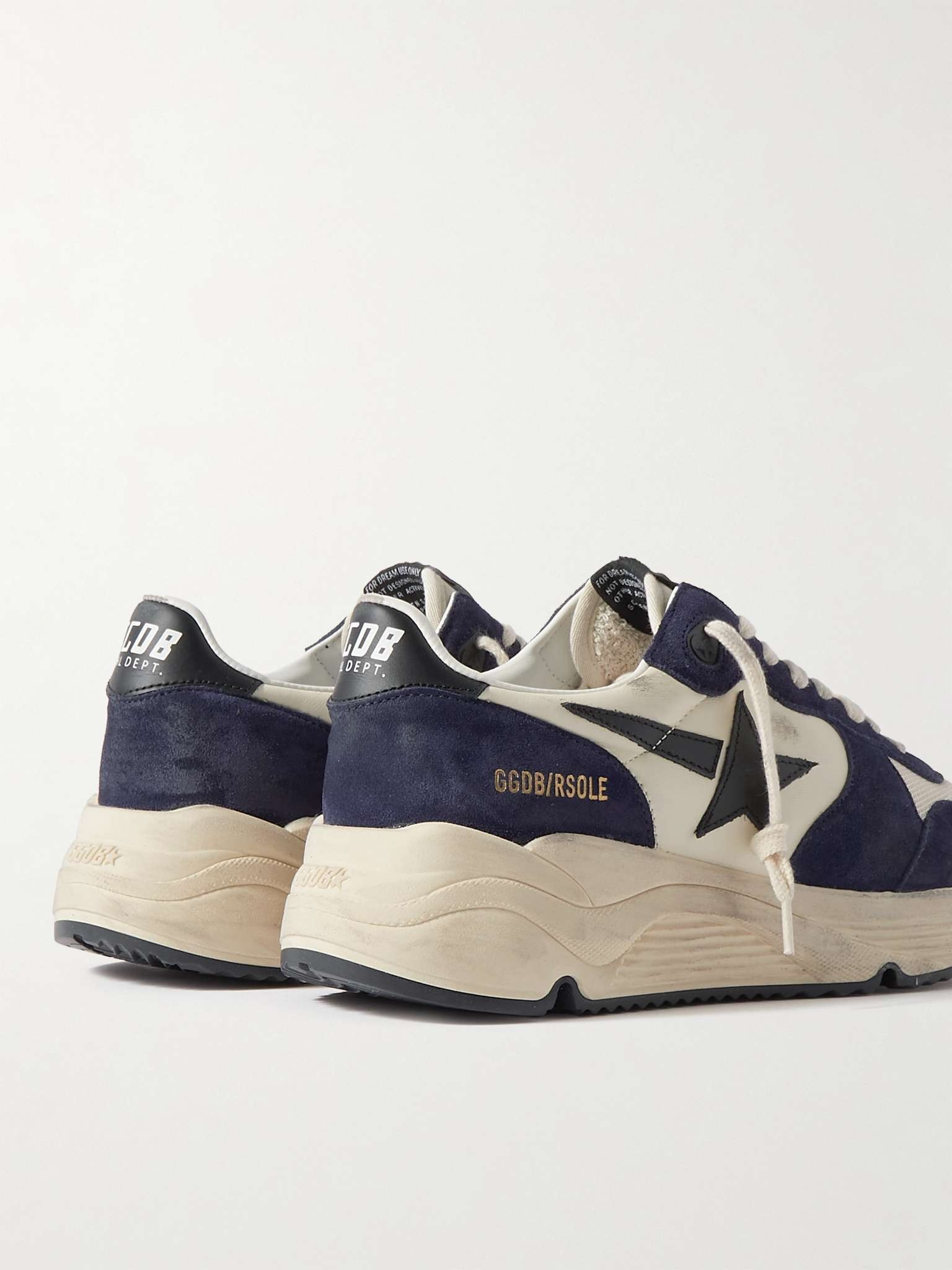 Running Sole Distressed Leather, Suede and Mesh Sneakers - 5