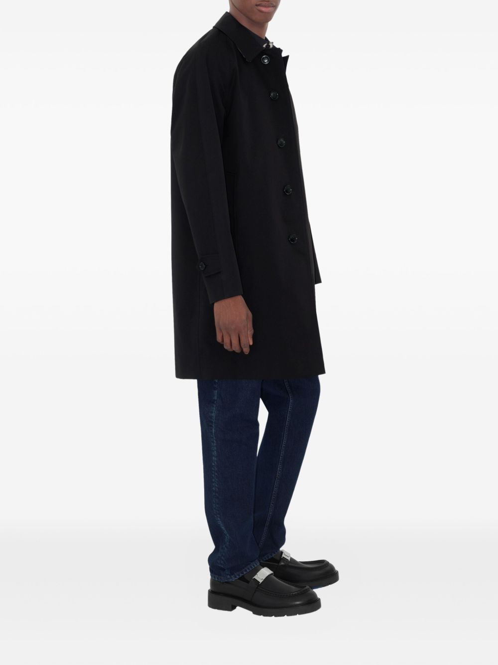 raglan-sleeve button trench coat - 3