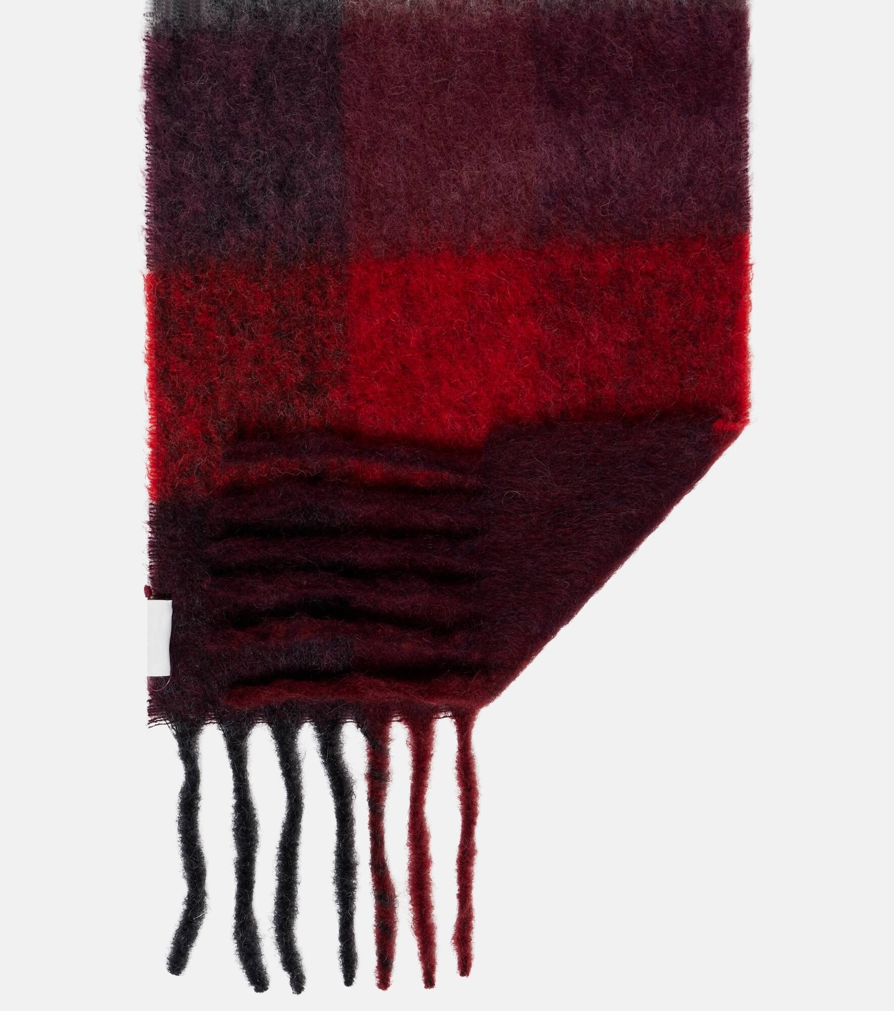 Checked logo fringed wool-blend scarf - 4
