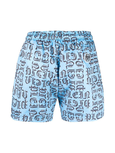 PHILIPP PLEIN logo-print swim shorts outlook