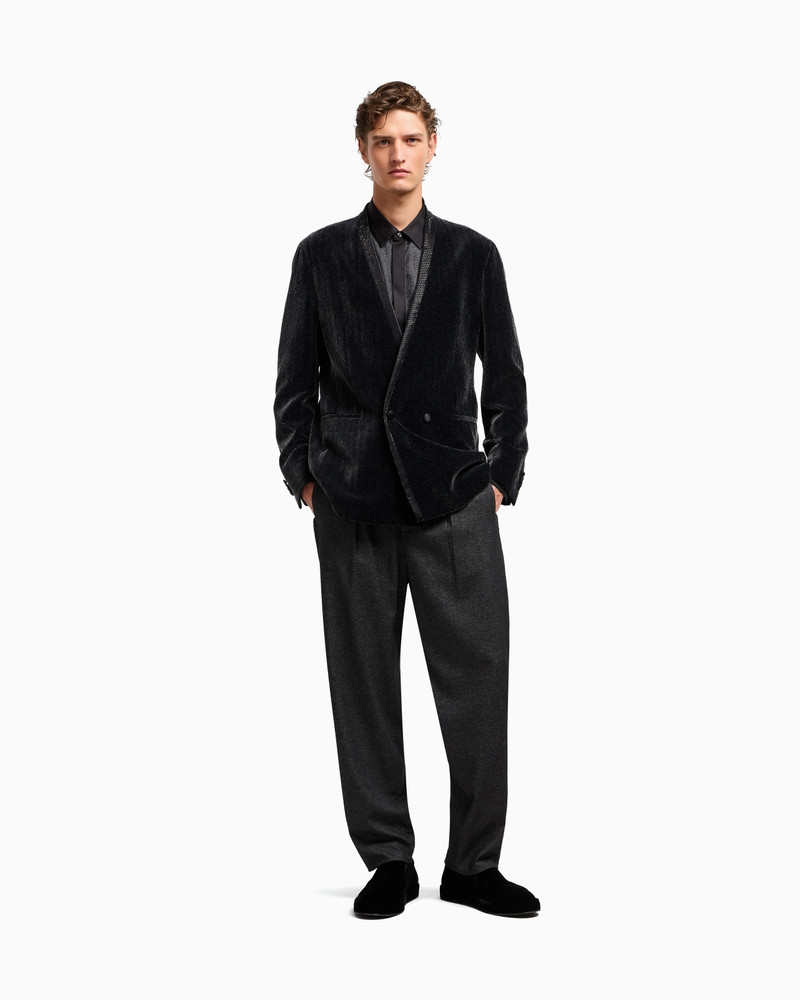 GIORGIO’S DOUBLE-BREASTED TUXEDO JACKET IN A CHEVRON PRINT VELVET 2