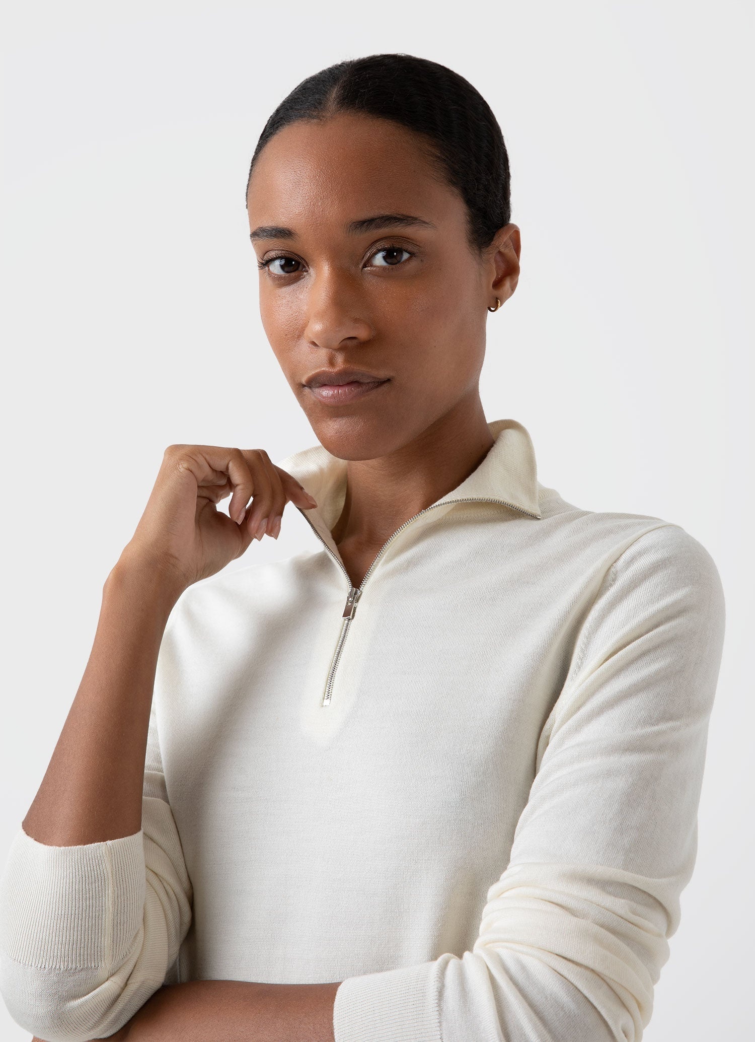 Merino Silk Zip Neck Jumper - 2