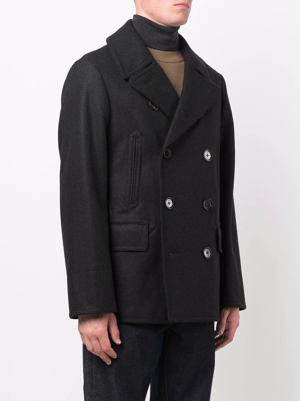 double-breasted wool-cashmere coat - 3