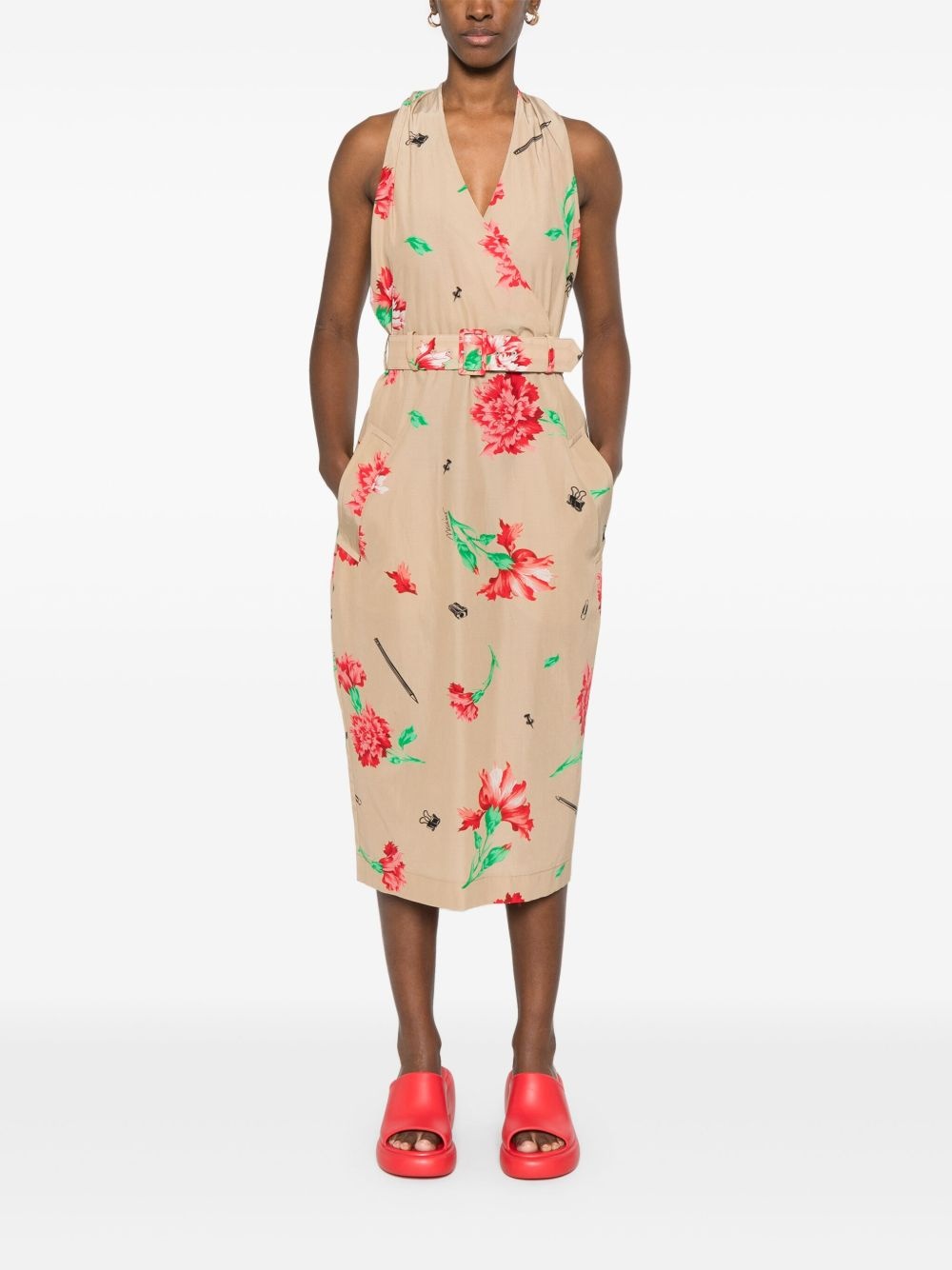 belted midi dress - 2