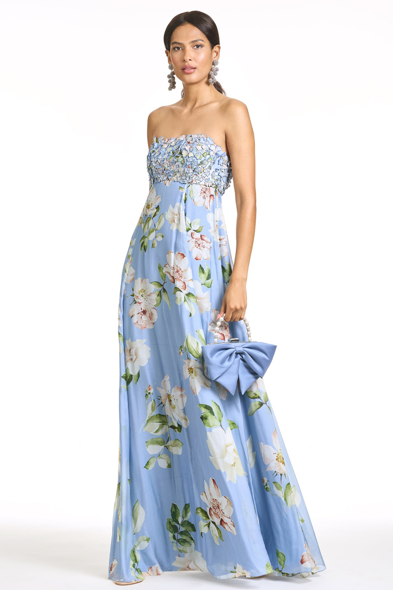 SACHIN & BABI EMBROIDERED AMES GOWN - TWILIGHT PETALS outlook