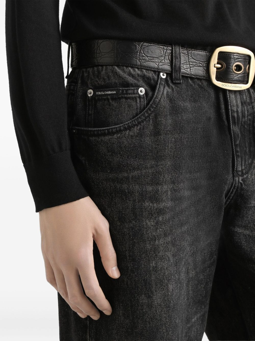logo-plaque cotton jeans - 5