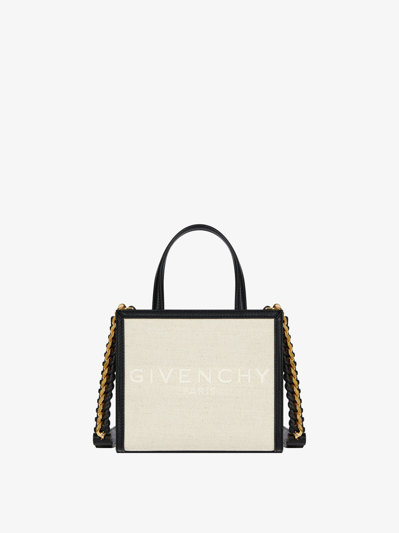 MINI G TOTE SHOPPING BAG IN CANVAS AND LEATHER - 1