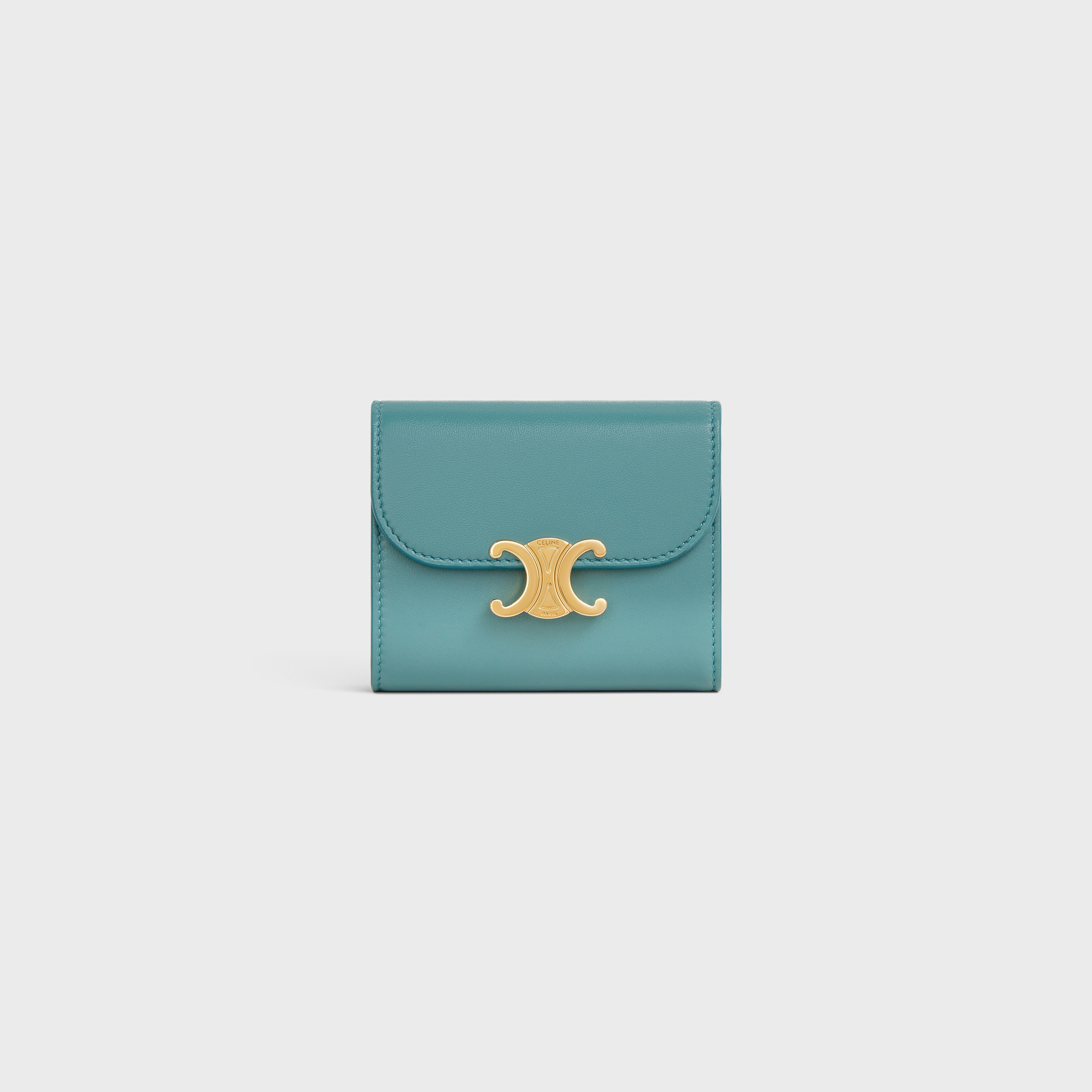 Triomphe Small Flap Wallet in Shiny Smooth Lambskin - 1