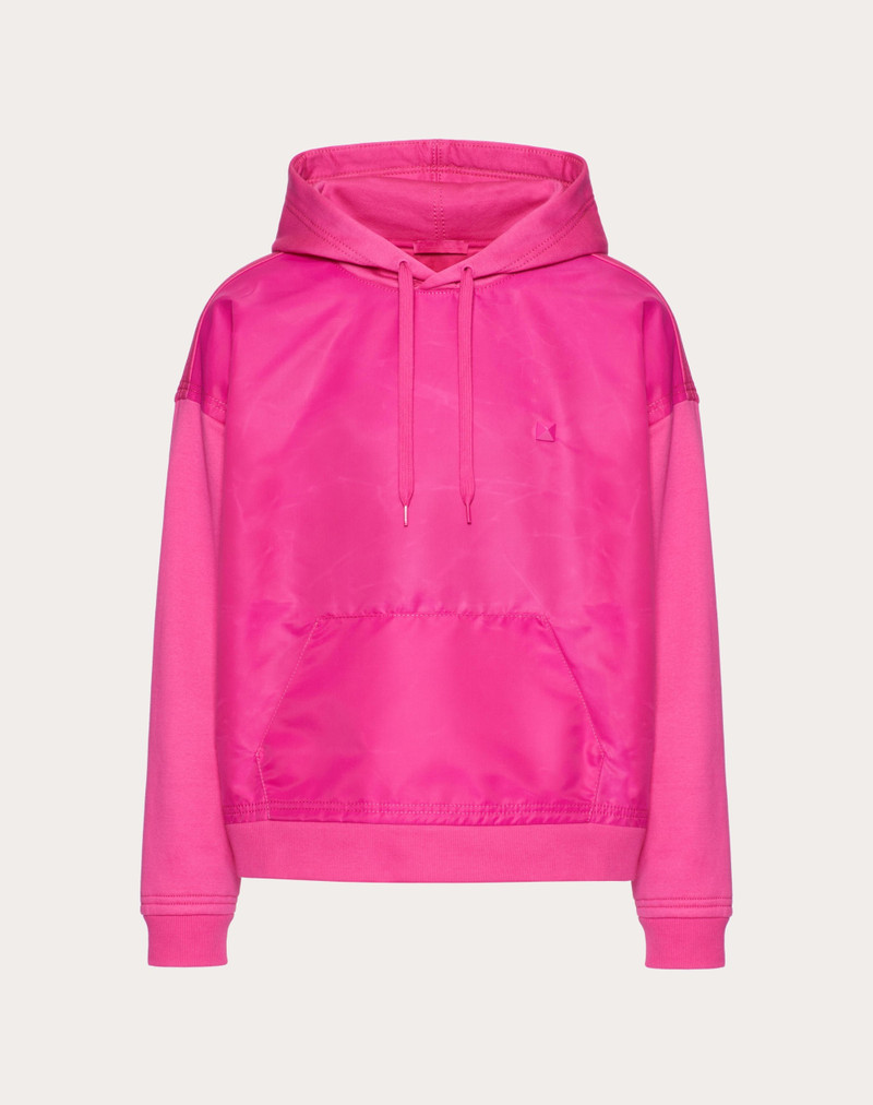 COTTON SWEATSHIRT WITH NYLON PANEL AND STUD DETAIL 1