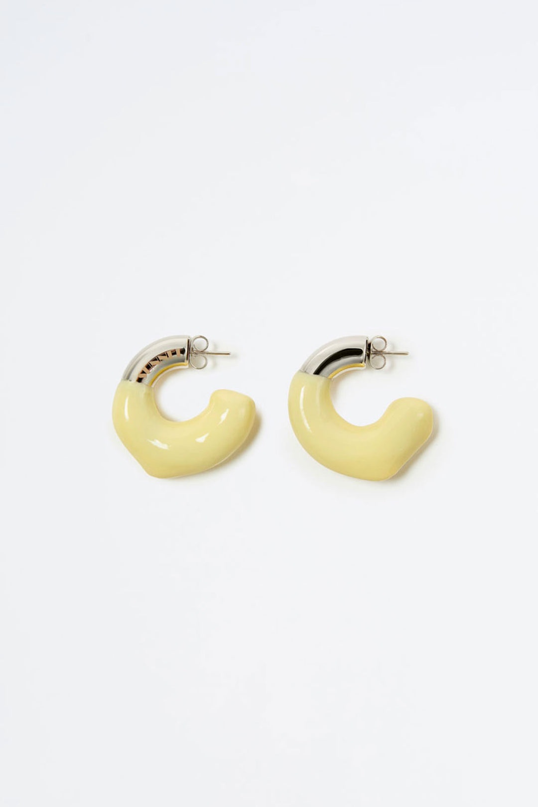 SMALL RUBBERIZED EARRINGS SILVER / yellow 1