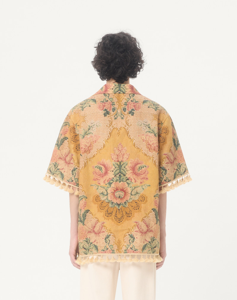 VALENTINO LINEN BOWLING SHIRT WITH APRES L'HIVER PRINT 7